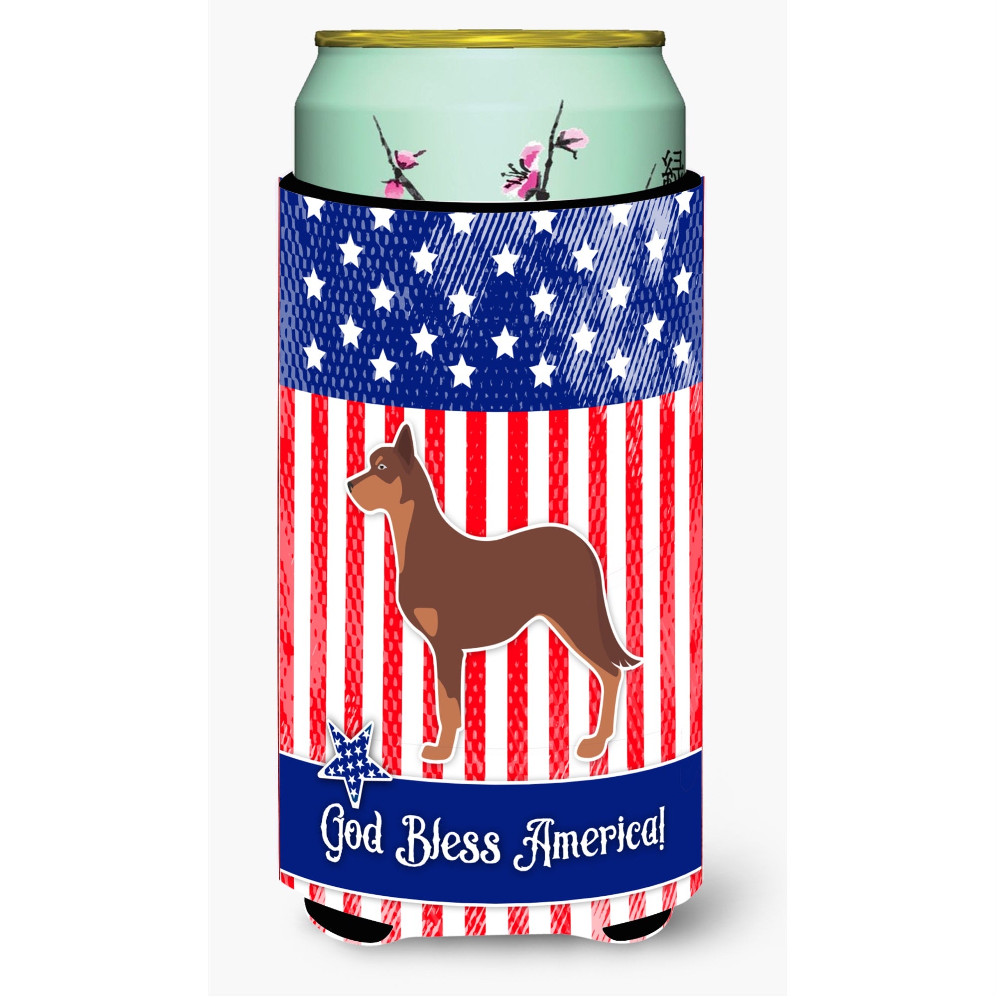 'Caroline'S Treasures Usa Patriotic Australian Kelpie Dog Beverage Insulator Hugger, Tall Boy, Multicolor''