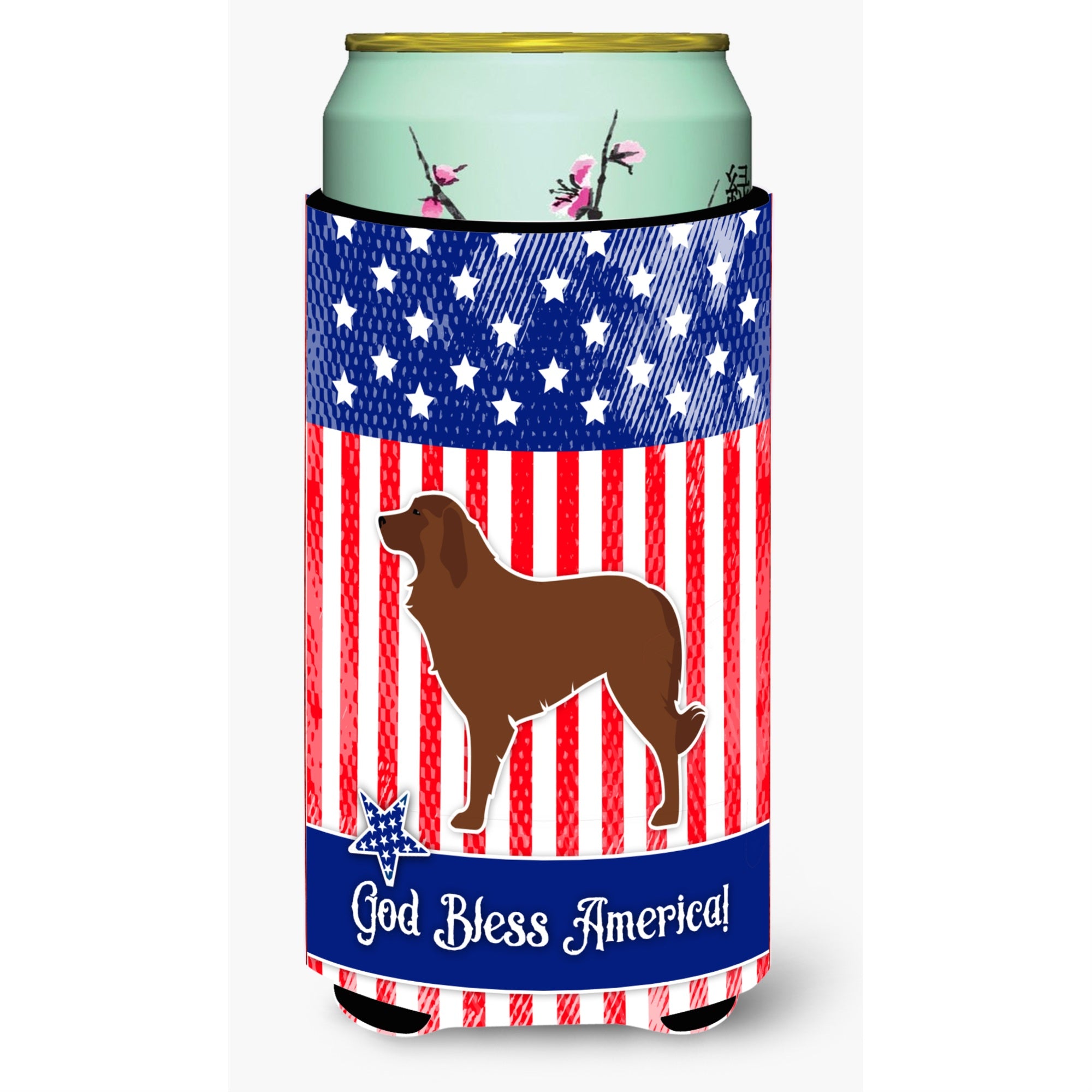 'Caroline'S Treasures Usa Patriotic Portuguese Sheepdog Dog Beverage Insulator Hugger, Tall Boy, Multicolor''