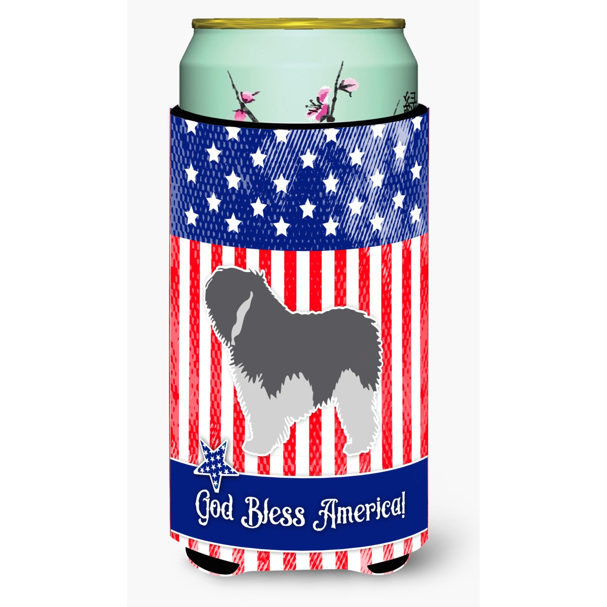 'Caroline'S Treasures Usa Patriotic Polish Lowland Sheepdog Dog Beverage Insulator Hugger, Tall Boy, Multicolor''