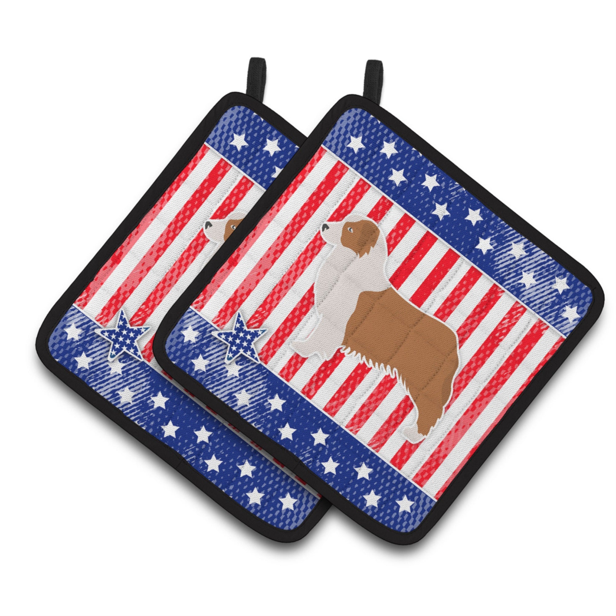 'Caroline'S Treasures Usa Patriotic Australian Shepherd Dog Pair Of Pot Holders Bb3333Pthd, 7.5Hx7.5W, Multicolor''