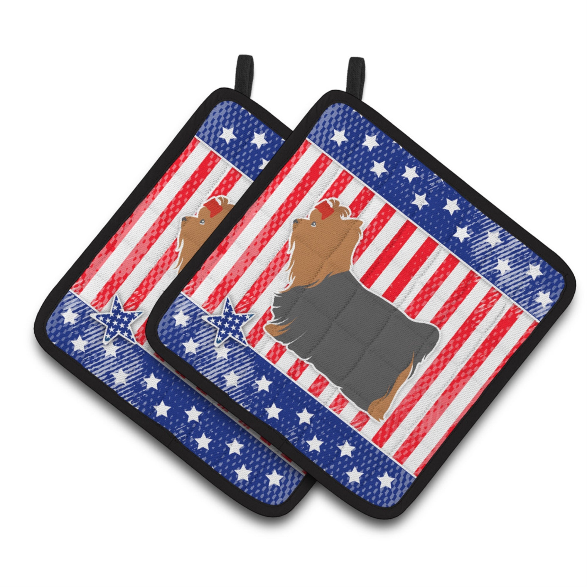 'Caroline'S Treasures Usa Patriotic Yorkshire Terrier Yorkie Pair Of Pot Holders Bb3334Pthd, 7.5Hx7.5W, Multicolor''