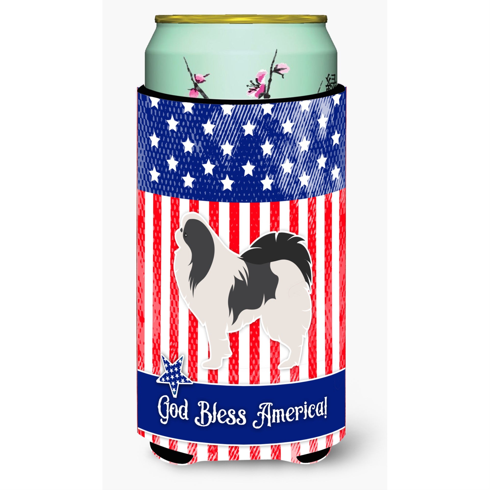'Caroline'S Treasures Usa Patriotic Japanese Chin Beverage Insulator Hugger, Tall Boy, Multicolor''