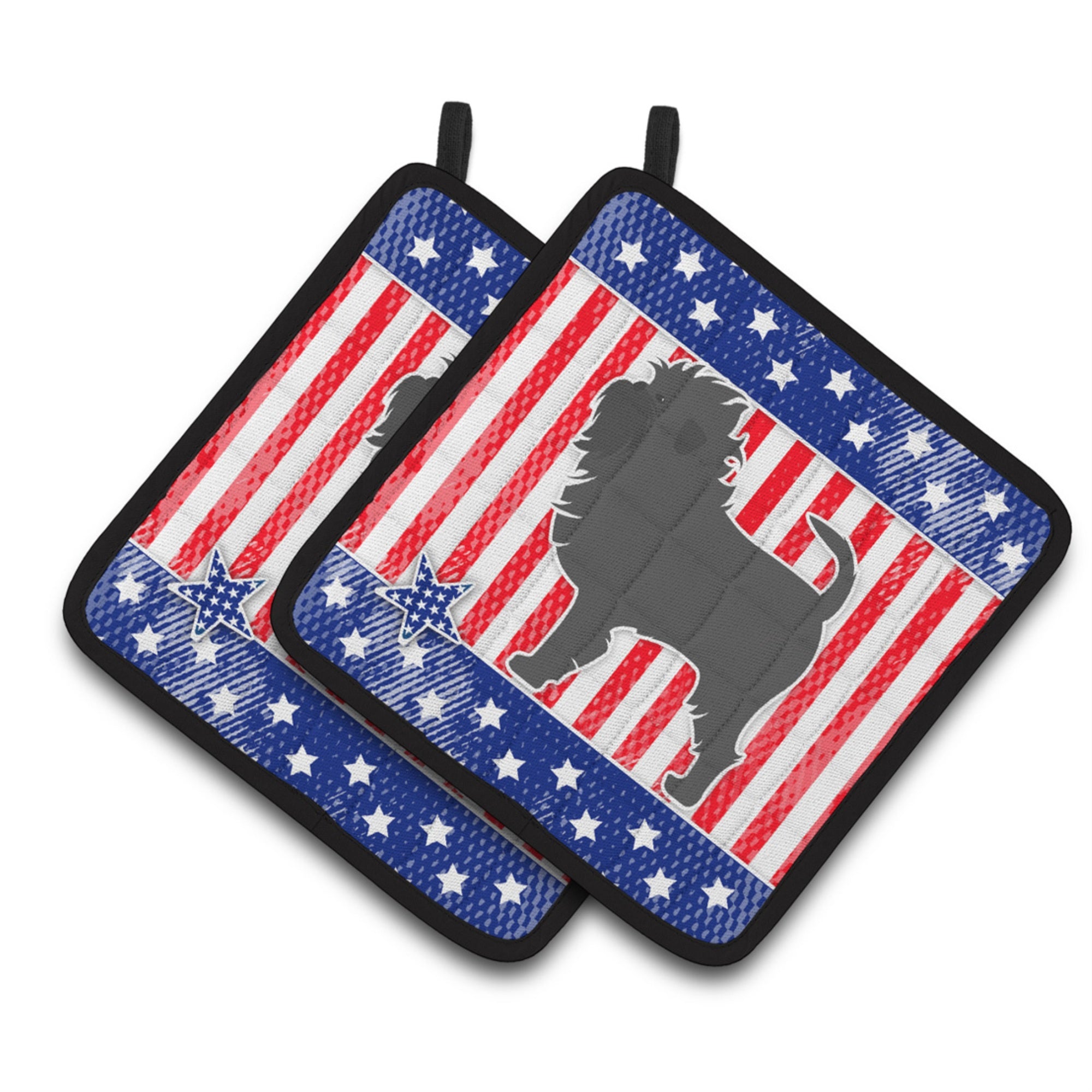 'Caroline'S Treasures Usa Patriotic Affenpinscher Pair Of Pot Holders Bb3348Pthd, 7.5Hx7.5W, Multicolor''