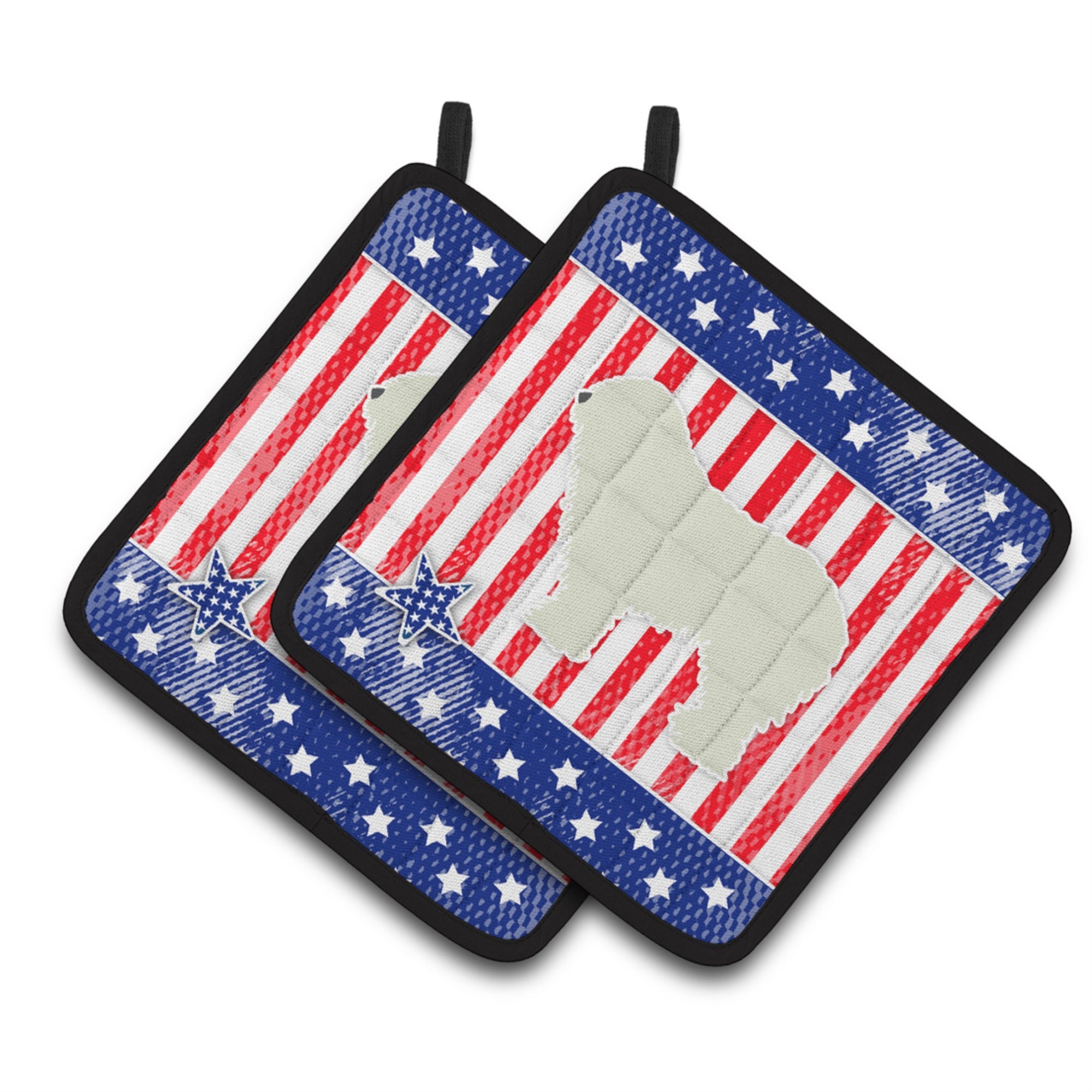 'Caroline'S Treasures Usa Patriotic Komondor Pair Of Pot Holders Bb3355Pthd, 7.5Hx7.5W, Multicolor''