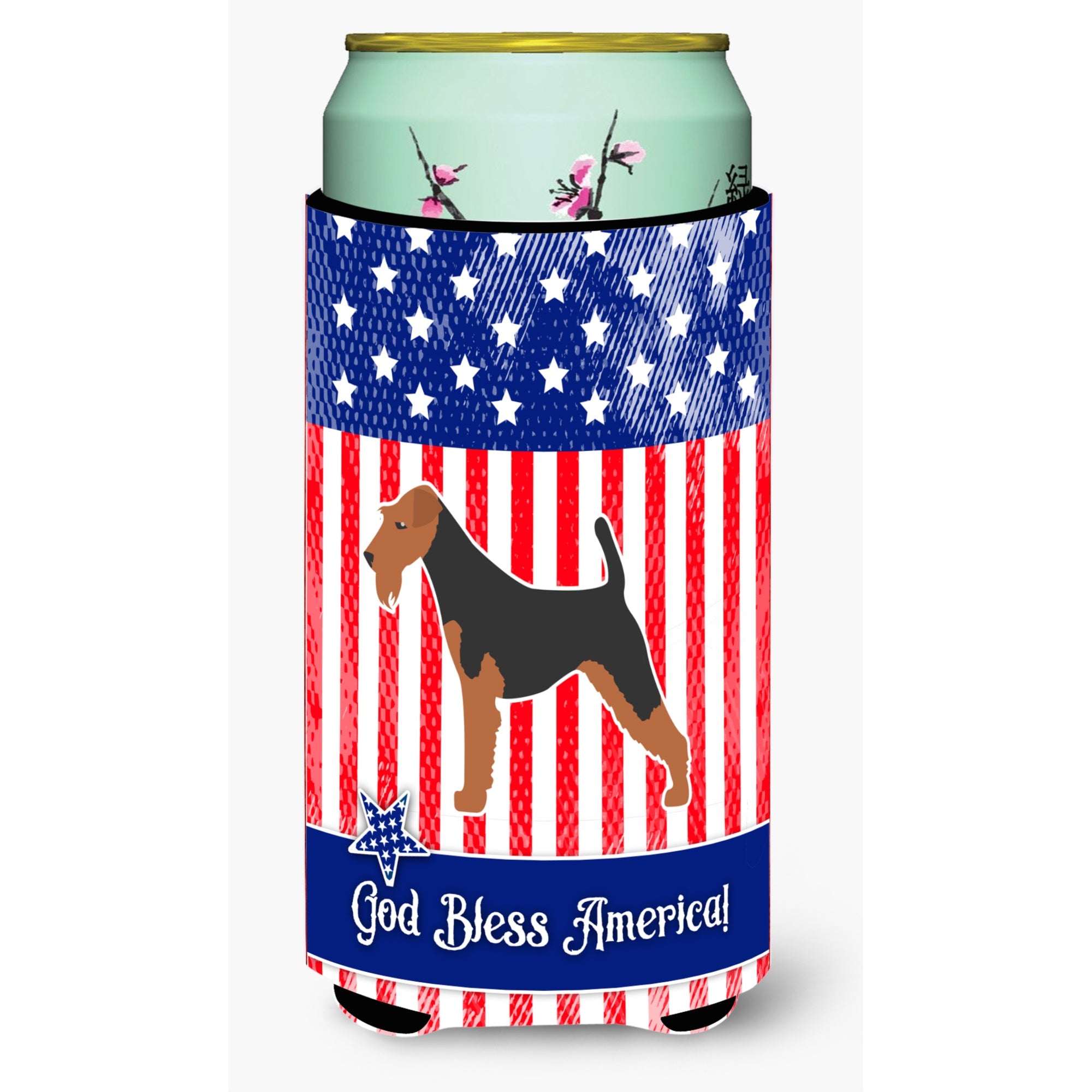 'Caroline'S Treasures Usa Patriotic Airedale Terrier Beverage Insulator Hugger, Tall Boy, Multicolor''