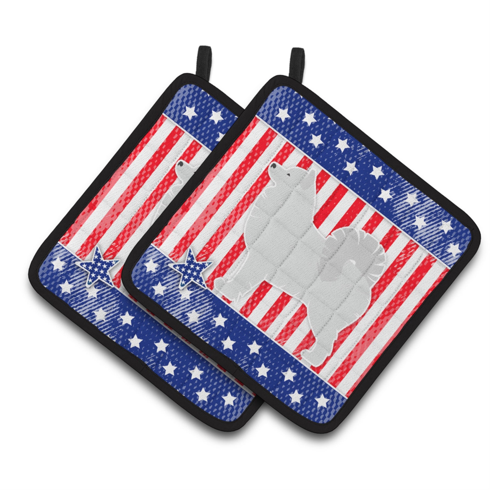 'Caroline'S Treasures Usa Patriotic Samoyed Pair Of Pot Holders Bb3359Pthd, 7.5Hx7.5W, Multicolor''