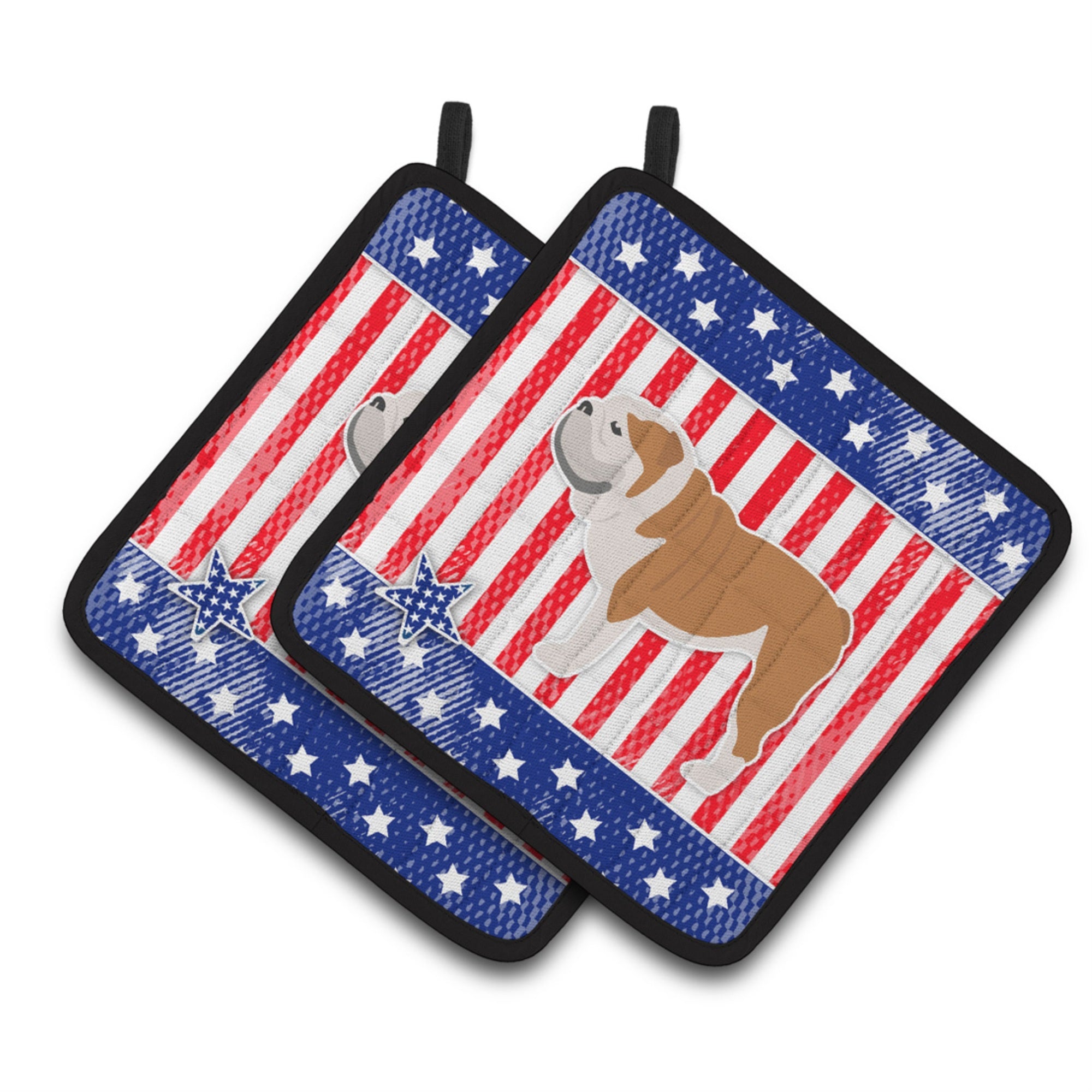 'Caroline'S Treasures Usa Patriotic English Bulldog Pair Of Pot Holders Bb3362Pthd, 7.5Hx7.5W, Multicolor''
