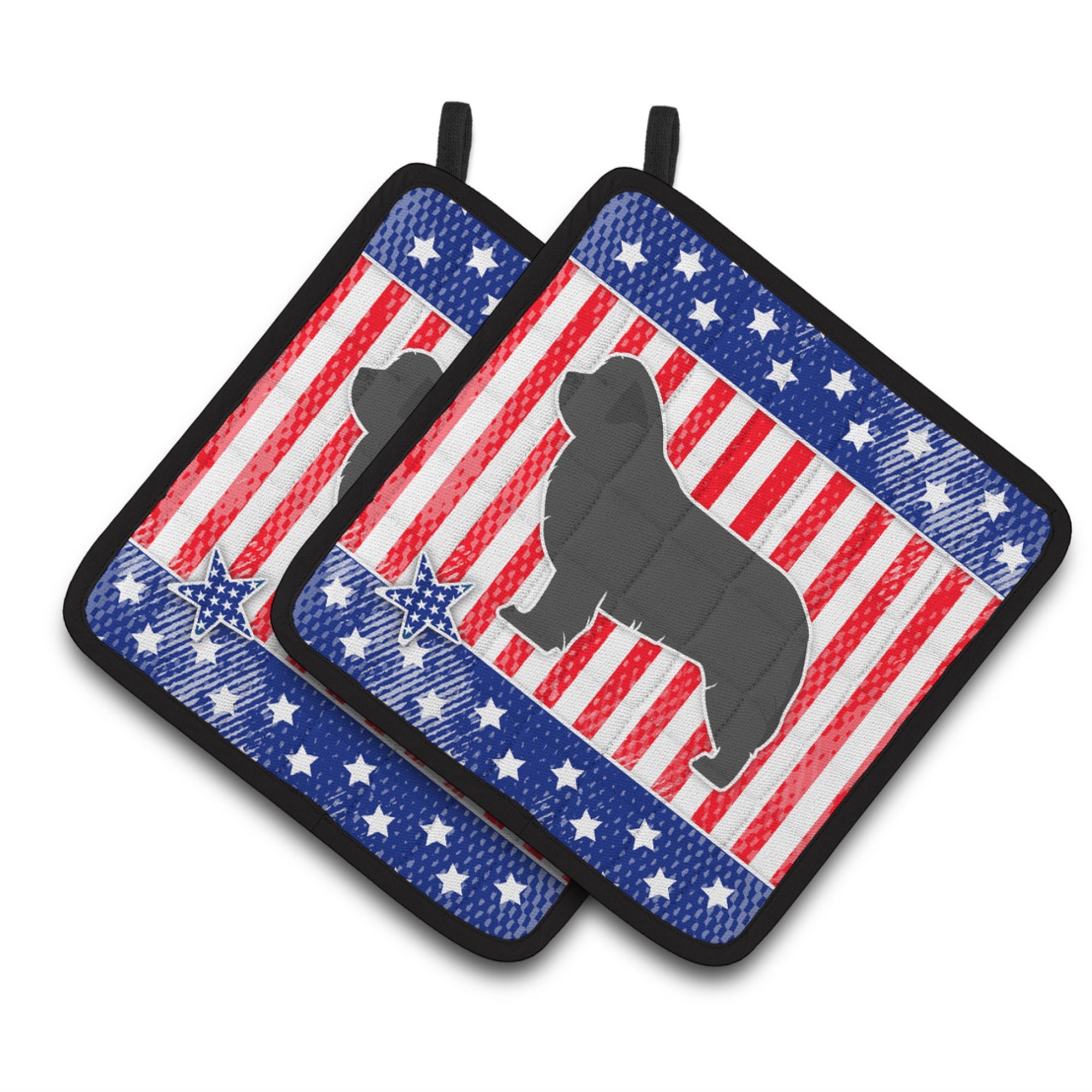 'Caroline'S Treasures Usa Patriotic Newfoundland Pair Of Pot Holders Bb3364Pthd, 7.5Hx7.5W, Multicolor''