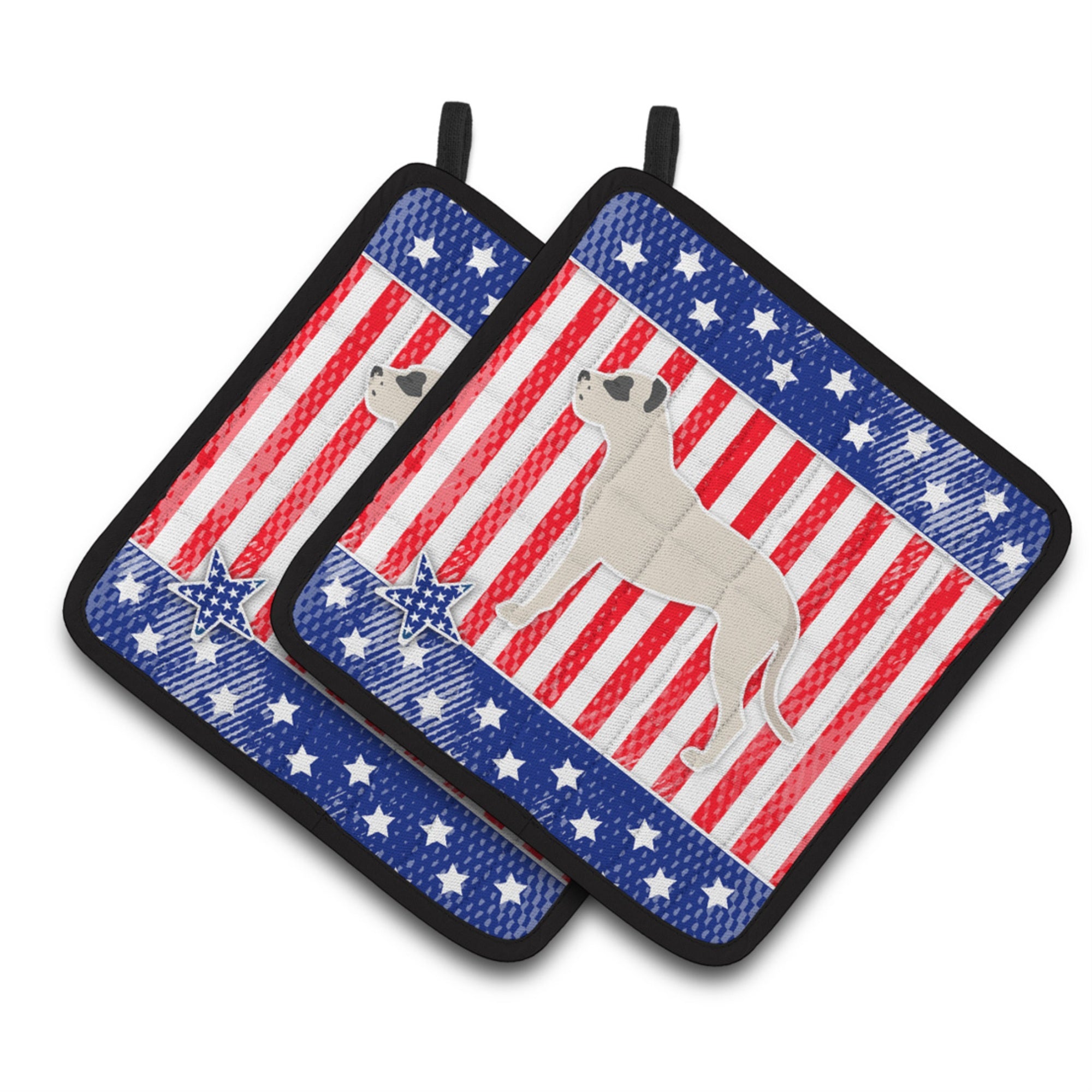 'Caroline'S Treasures Usa Patriotic Dogo Argentino Pair Of Pot Holders Bb3367Pthd, 7.5Hx7.5W, Multicolor''