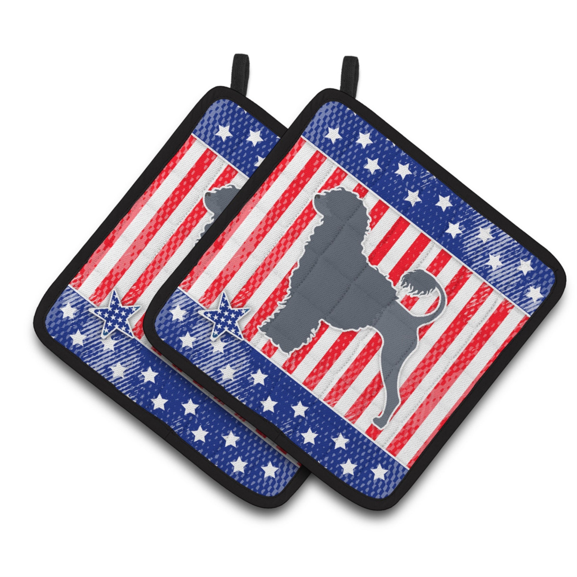 'Caroline'S Treasures Usa Patriotic Portuguese Water Dog Pair Of Pot Holders Bb3368Pthd, 7.5Hx7.5W, Multicolor''