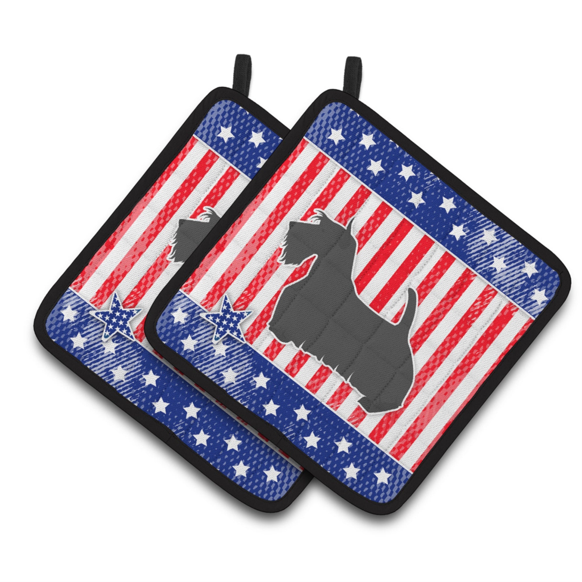 'Caroline'S Treasures Usa Patriotic Scottish Terrier Pair Of Pot Holders Bb3369Pthd, 7.5Hx7.5W, Multicolor''