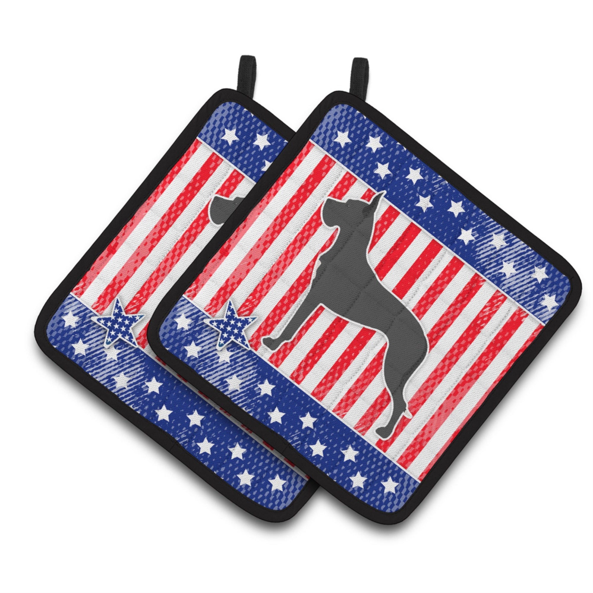 'Caroline'S Treasures Usa Patriotic Great Dane Pair Of Pot Holders Bb3375Pthd, 7.5Hx7.5W, Multicolor''