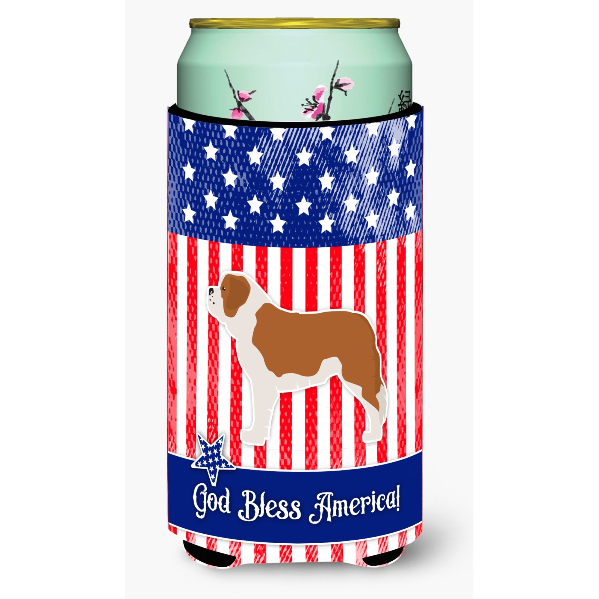'Caroline'S Treasures Usa Patriotic Saint Bernard Tall Boy Beverage Insulator Hugger, Multicolor''