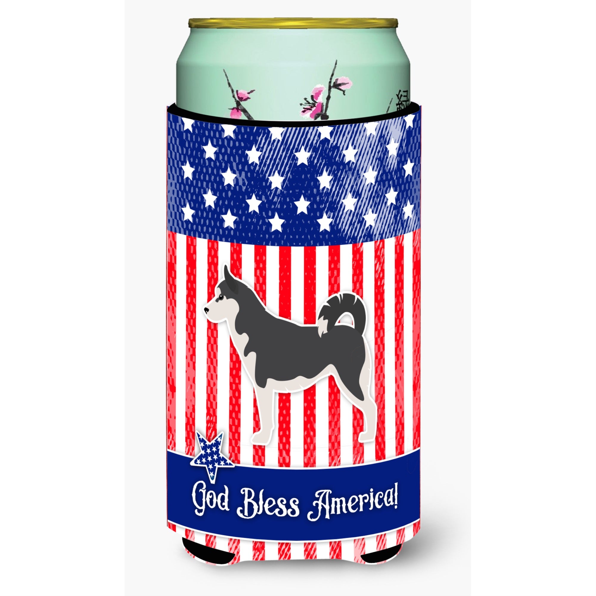 'Caroline'S Treasures Usa Patriotic Siberian Husky Tall Boy Beverage Insulator Hugger, Multicolor''