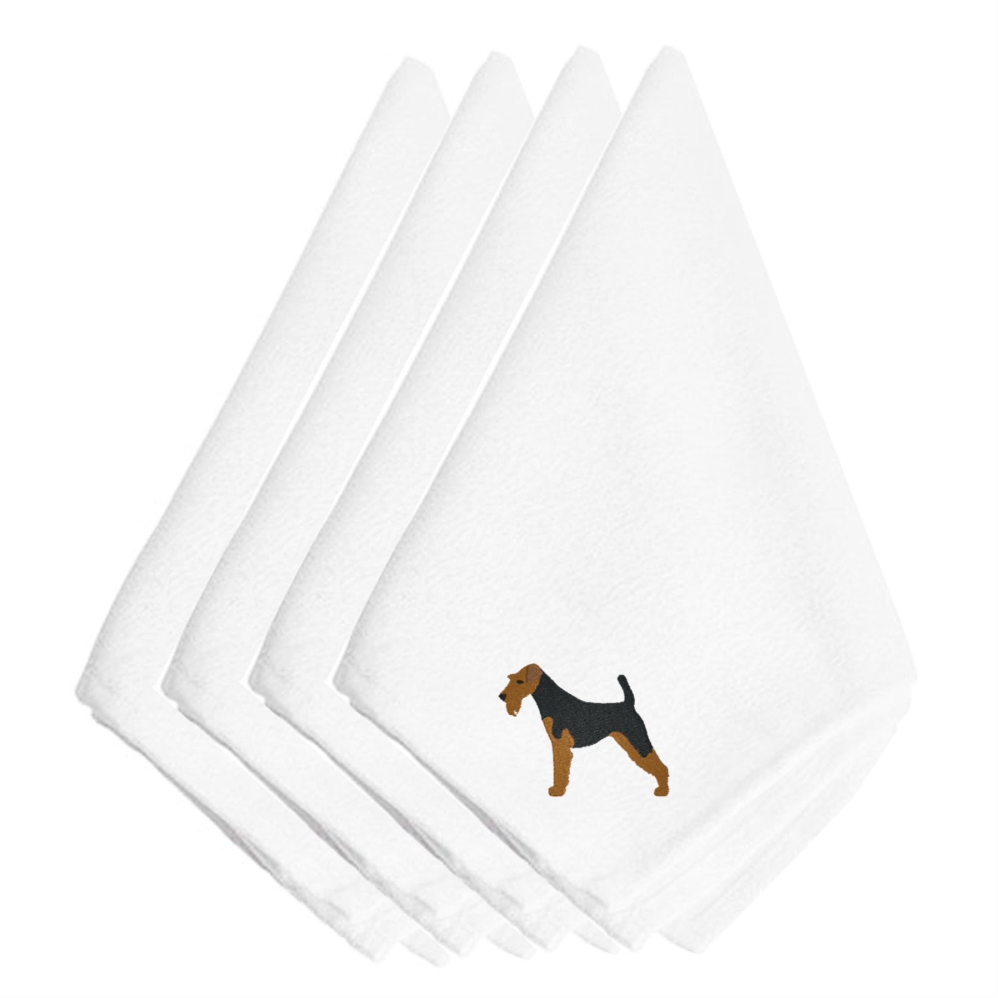 'Caroline'S Treasures Bb3385Npke Welsh Terrier Embroidered Napkins (Set Of 4), 20'''', Multicolor''