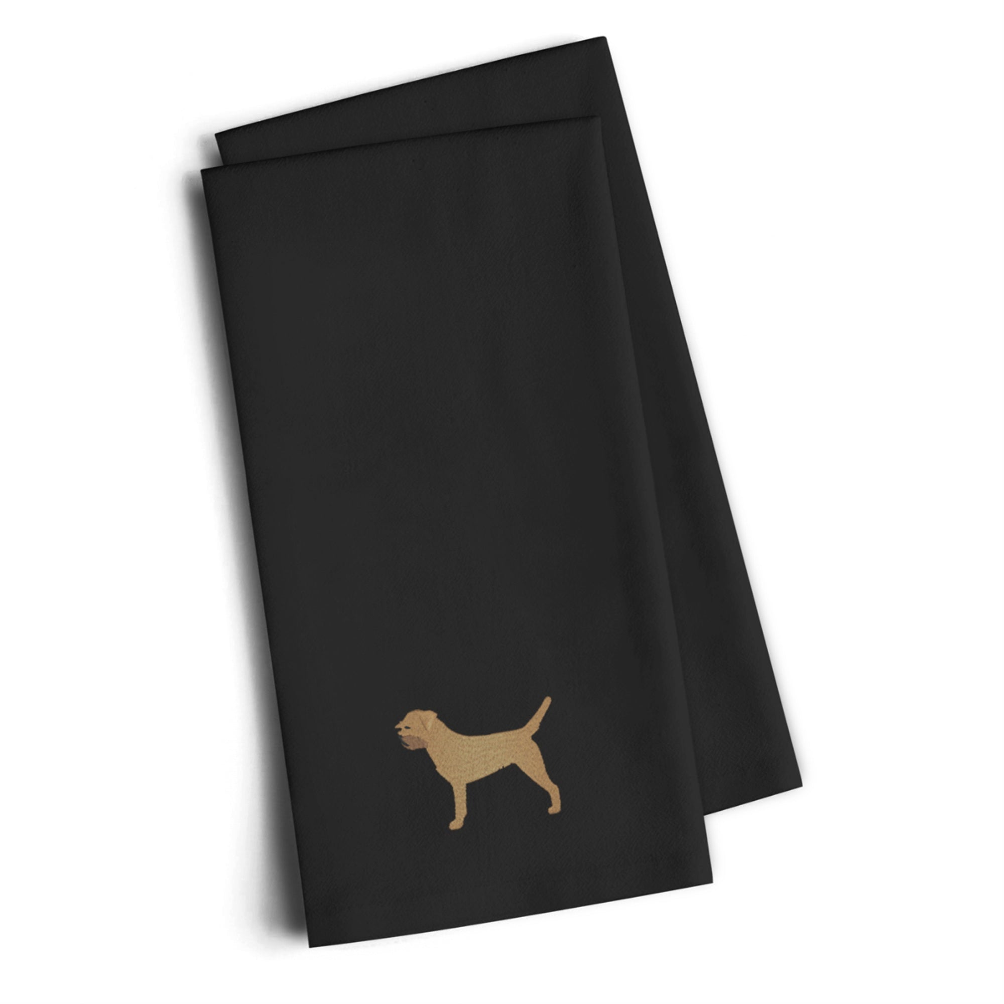 'Caroline'S Treasures Bb3389Bktwe Border Terrier Black Embroidered Kitchen Towel (Set Of 2), 28'''' H X 19'''' W, Multicolor''