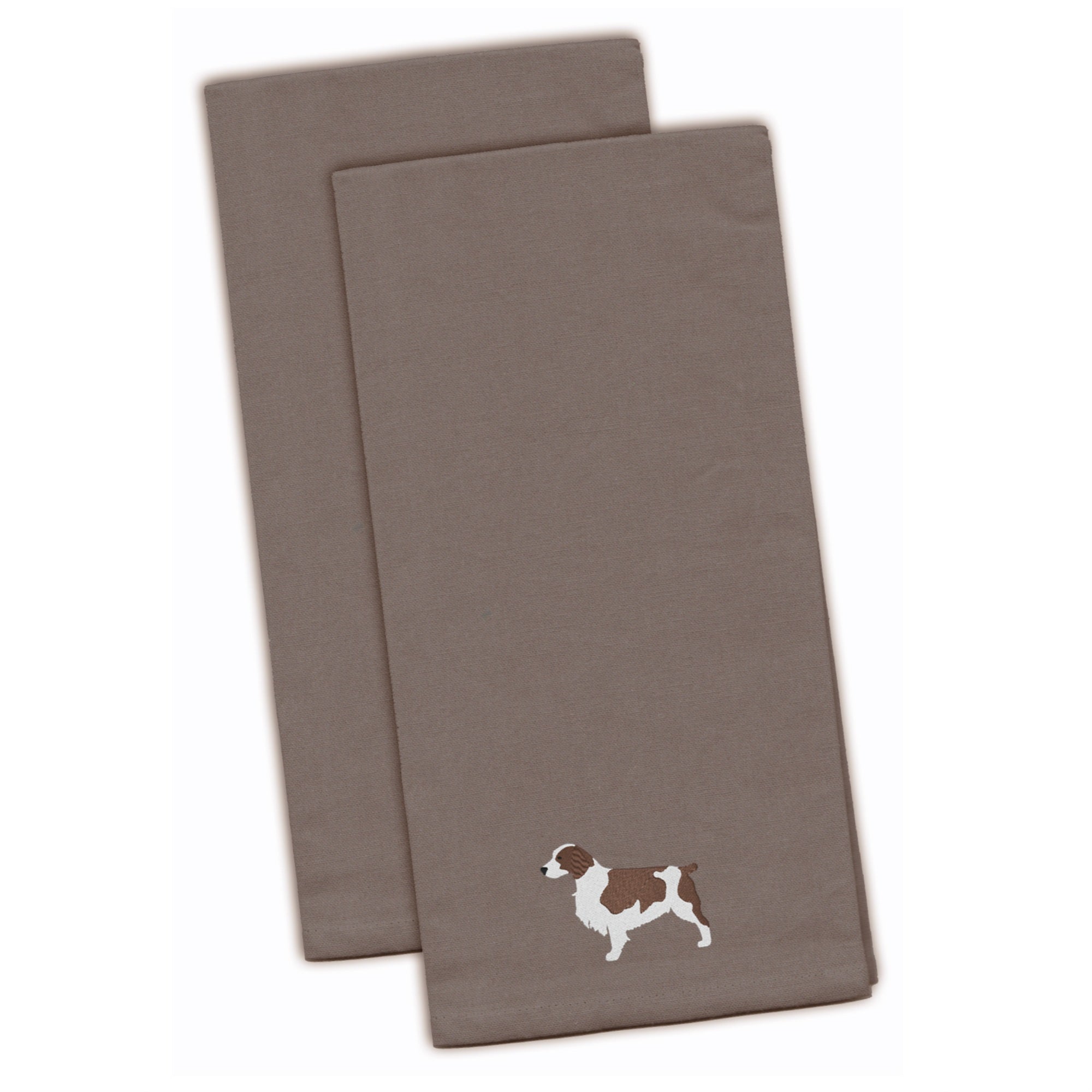 'Caroline'S Treasures Bb3400Gytwe Welsh Springer Spaniel Gray Embroidered Kitchen Towel (Set Of 2), 28'''' X 19'''', Multicolor