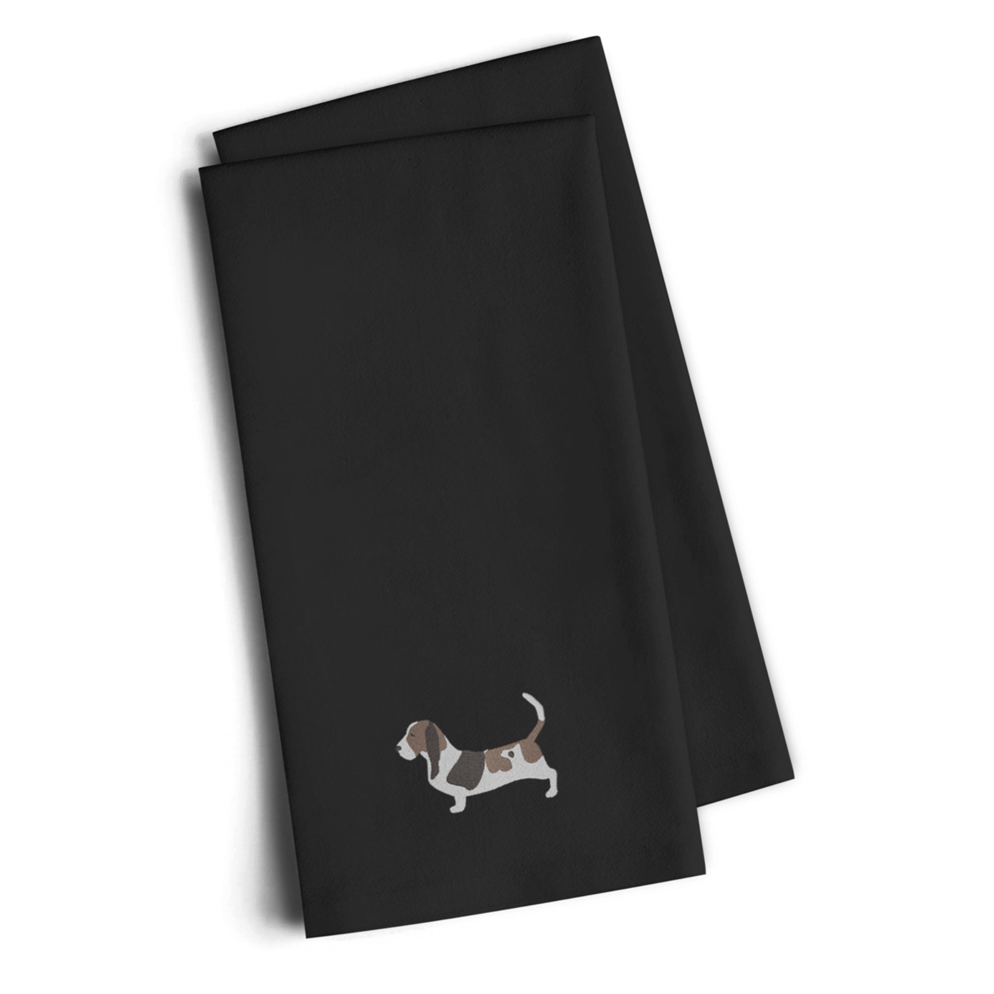 'Caroline'S Treasures Bb3402Bktwe Basset Hound Black Embroidered Kitchen Towel (Set Of 2), 28'''' H X 19'''' W, Multicolor''
