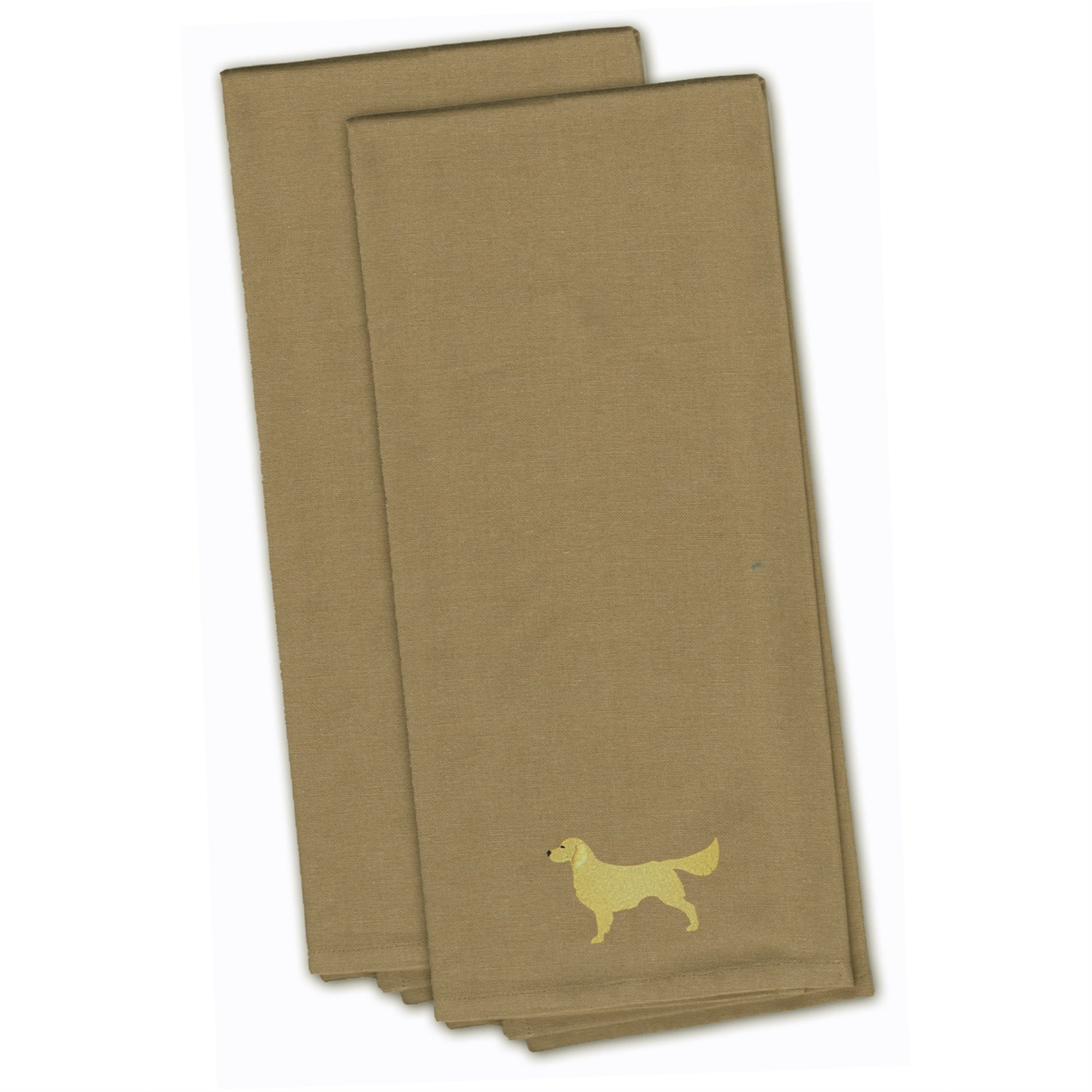 'Caroline'S Treasures Bb3404Tntwe Golden Retriever Tan Embroidered Kitchen Towel (Set Of 2), 28'''' X 19'''', Multicolor''