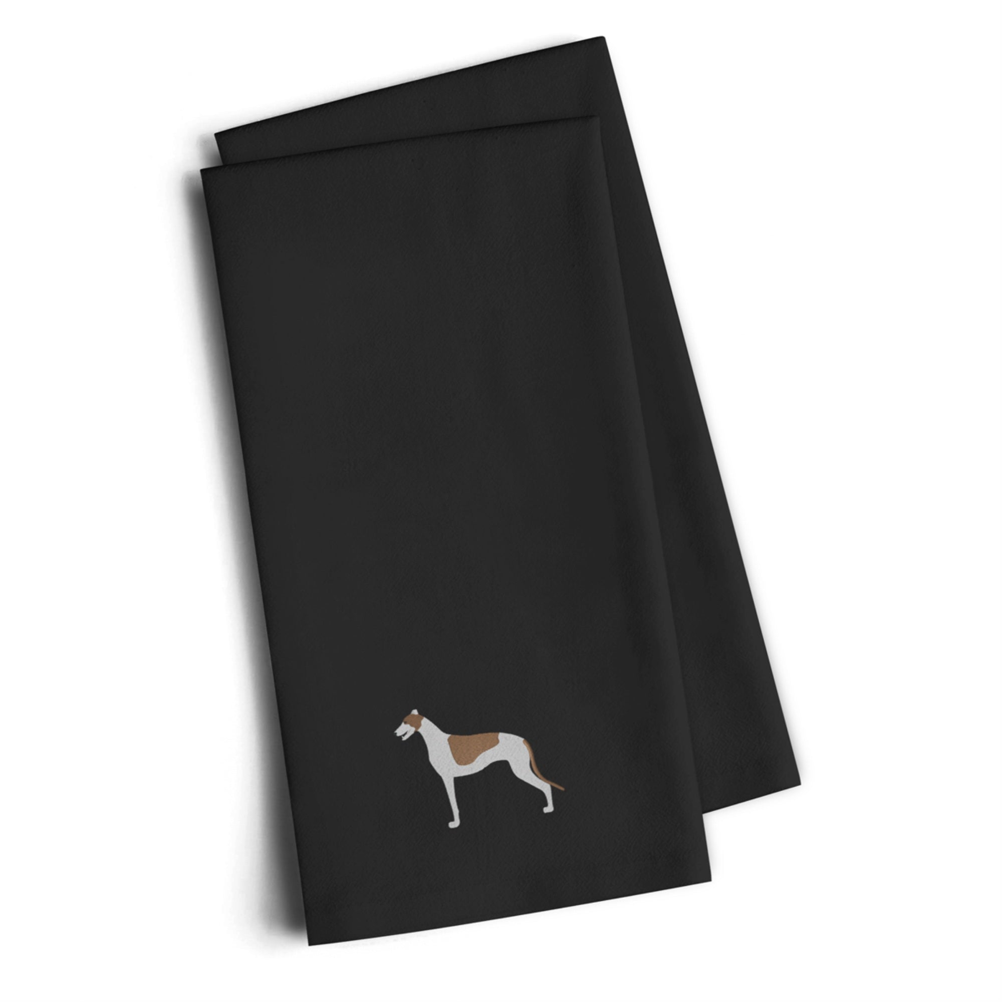 'Caroline'S Treasures Bb3405Bktwe Greyhound Black Embroidered Kitchen Towel (Set Of 2), 28'''' H X 19'''' W, Multicolor''