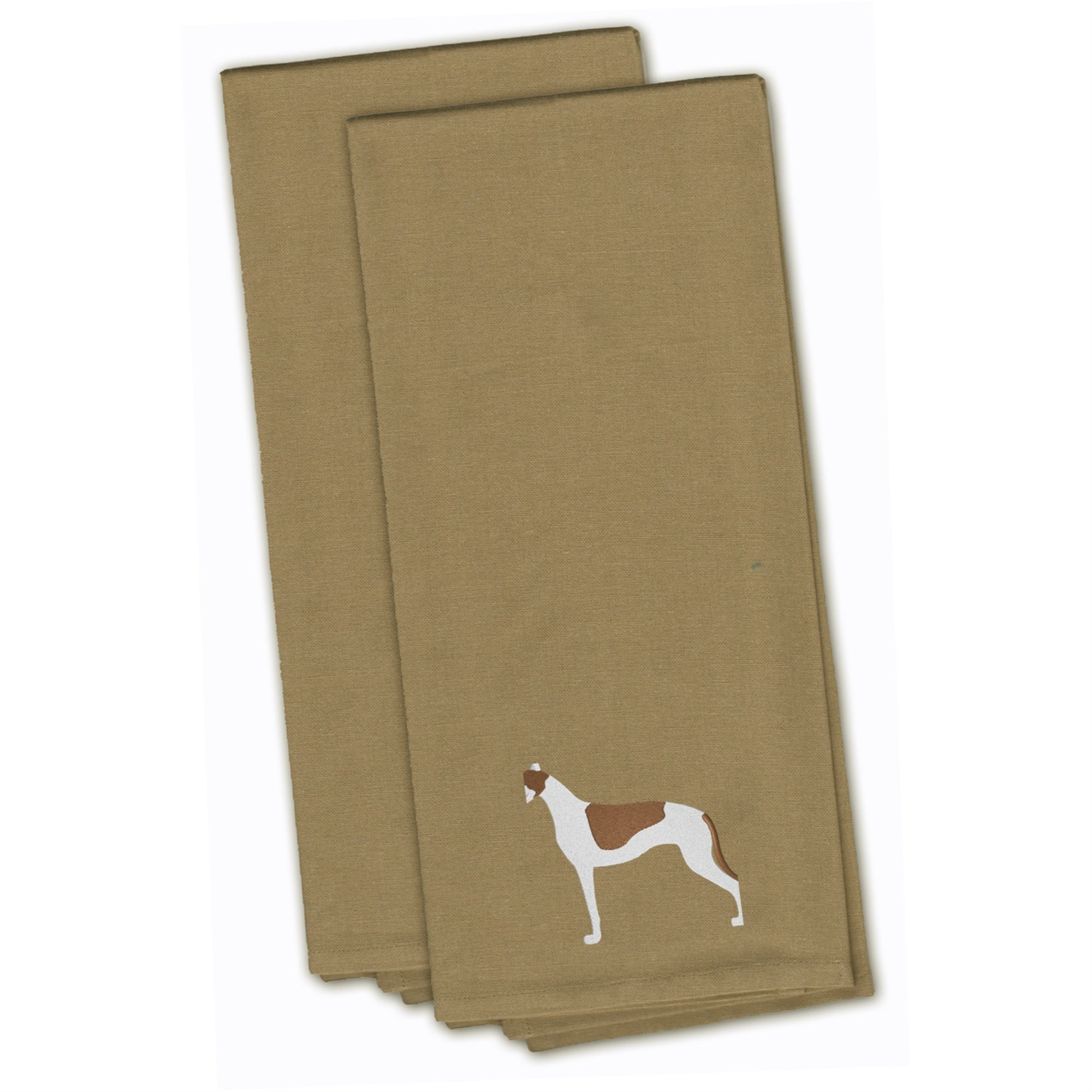 'Caroline'S Treasures Bb3405Tntwe Greyhound Tan Embroidered Kitchen Towel (Set Of 2), 28'''' X 19'''', Multicolor''