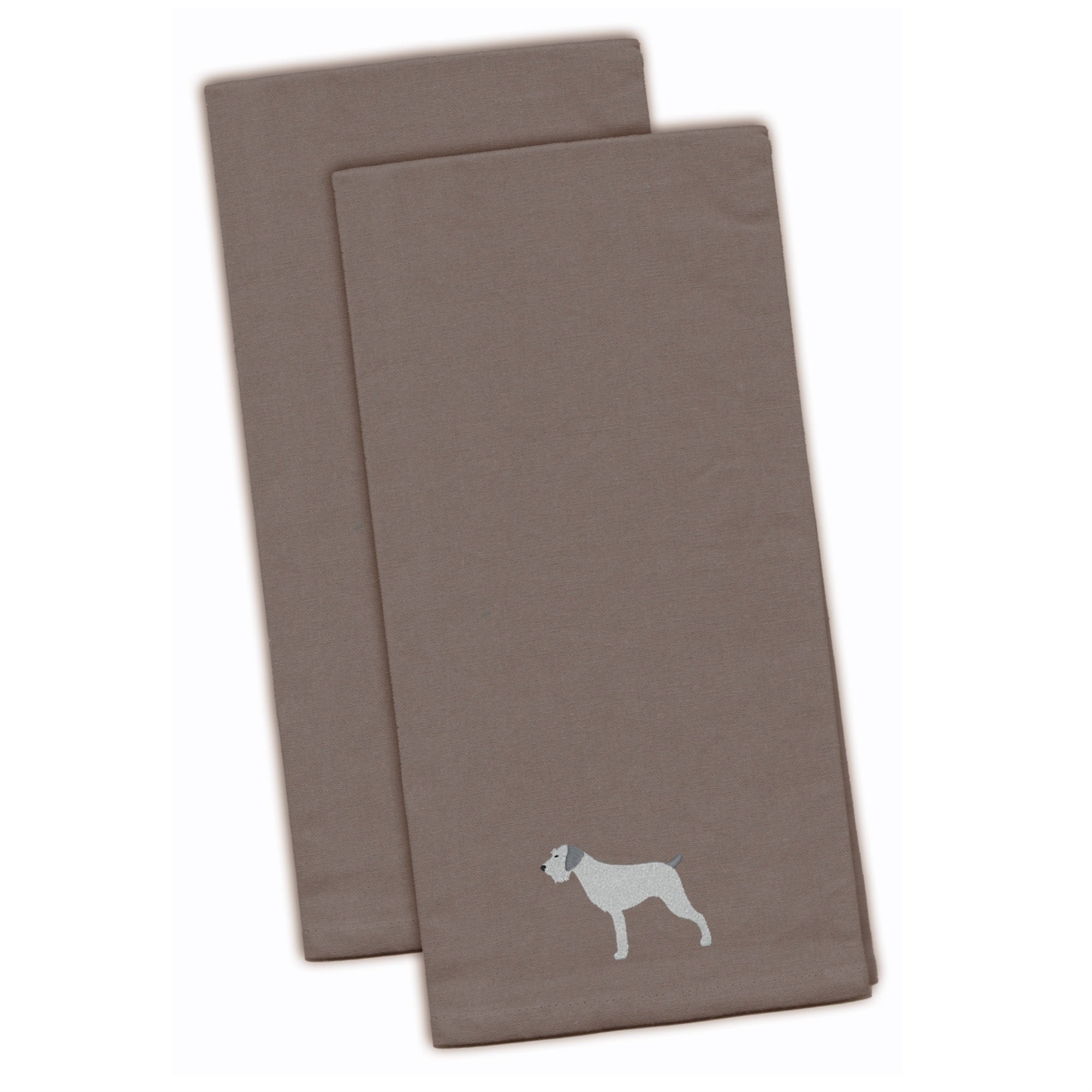 'Caroline'S Treasures Bb3411Gytwe German Wirehaired Pointer Gray Embroidered Kitchen Towel (Set Of 2), 28'''' X 19'''', Multico
