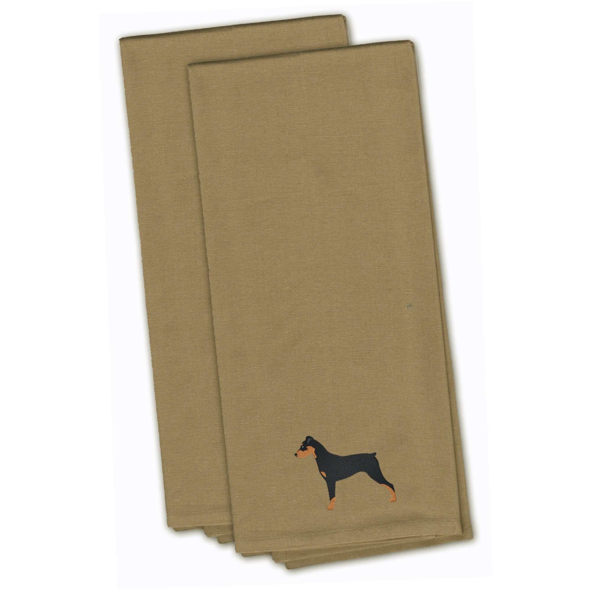 'Caroline'S Treasures Bb3413Tntwe German Pinscher Tan Embroidered Kitchen Towel (Set Of 2), 28'''' X 19'''', Multicolor''