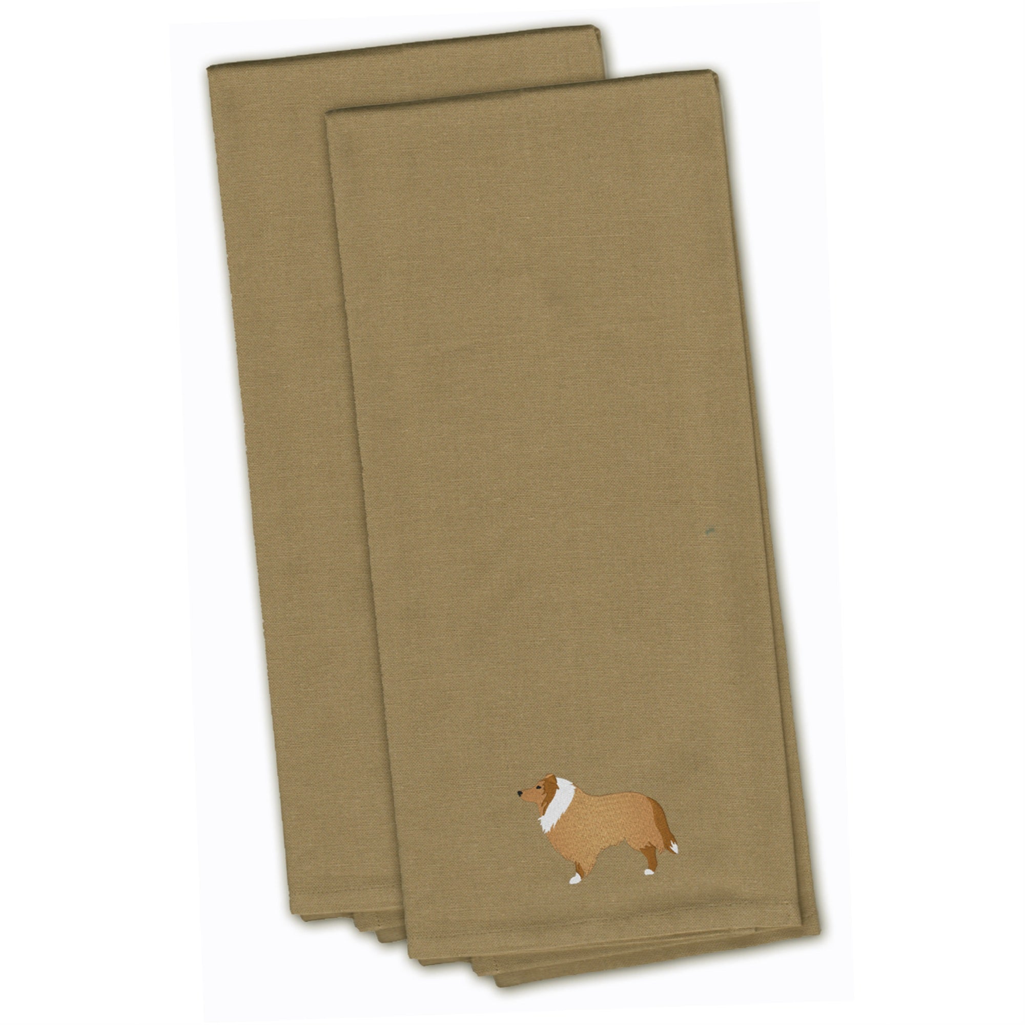 'Caroline'S Treasures Bb3416Tntwe Collie Tan Embroidered Kitchen Towel (Set Of 2), 28'''' X 19'''', Multicolor''