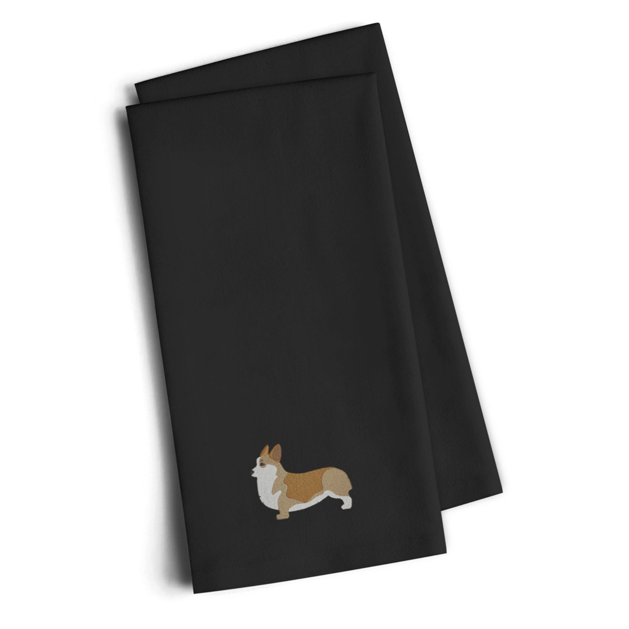 'Caroline'S Treasures Bb3420Bktwe Corgi Black Embroidered Kitchen Towel (Set Of 2), 28'''' H X 19'''' W, Multicolor''