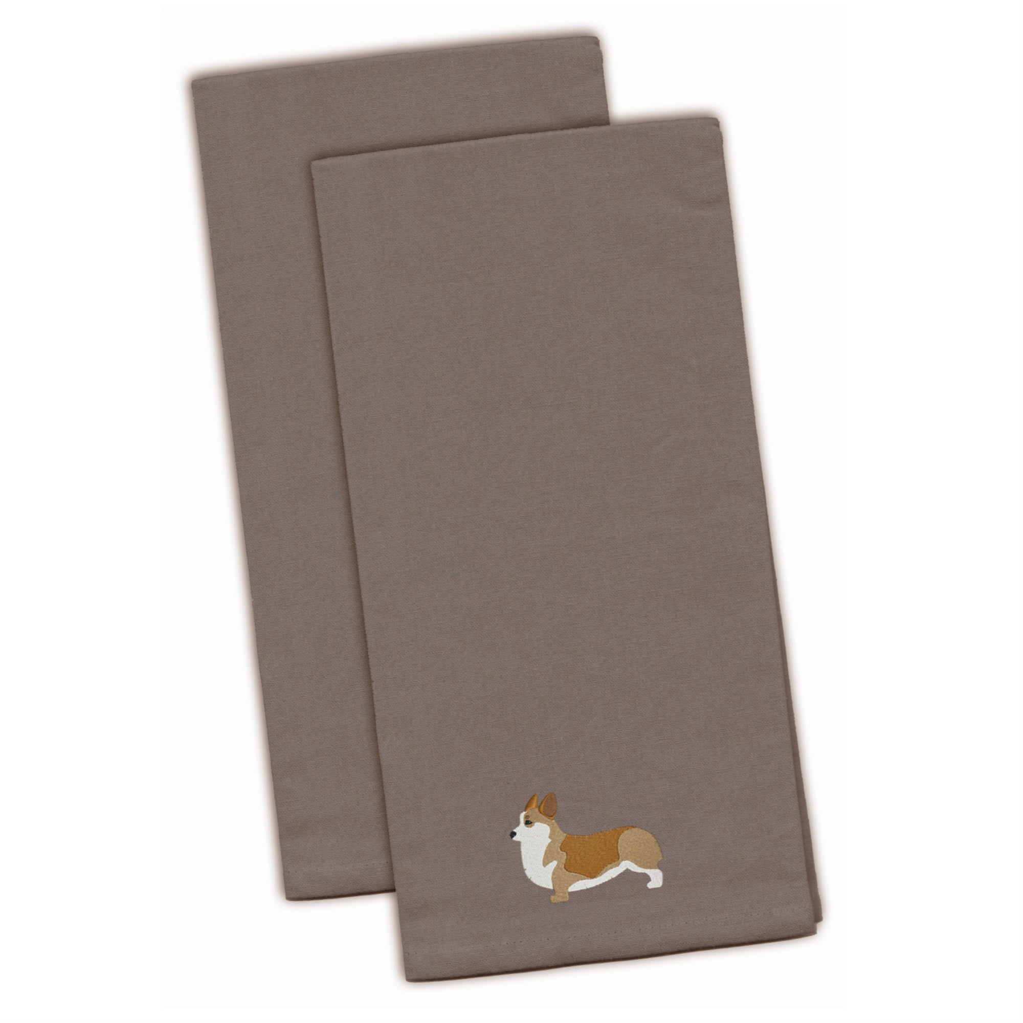 'Caroline'S Treasures Bb3420Gytwe Corgi Gray Embroidered Kitchen Towel (Set Of 2), 28'''' X 19'''', Multicolor''
