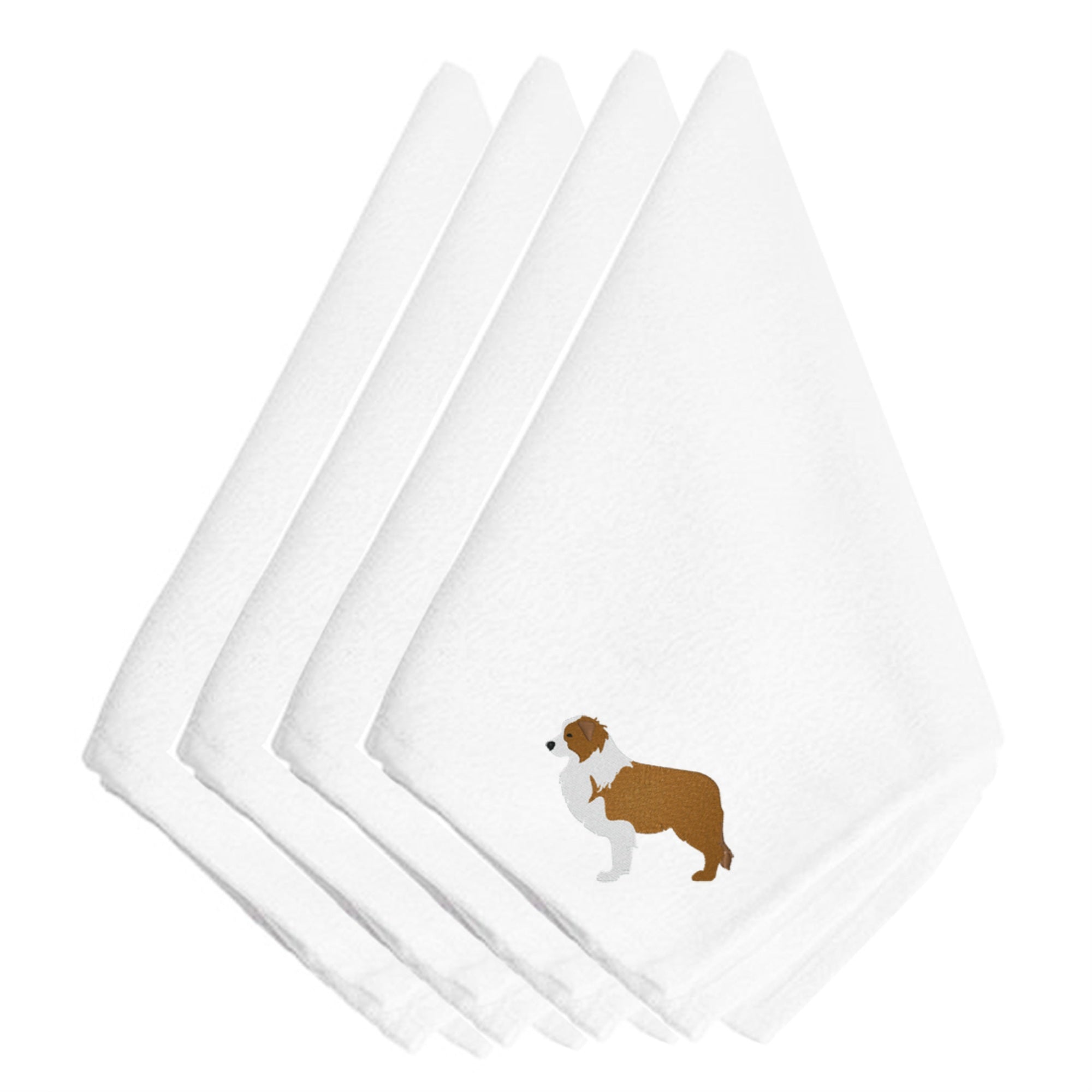 'Caroline'S Treasures Bb3422Npke Red Border Collie Embroidered Napkins (Set Of 4), 20'''', Multicolor''