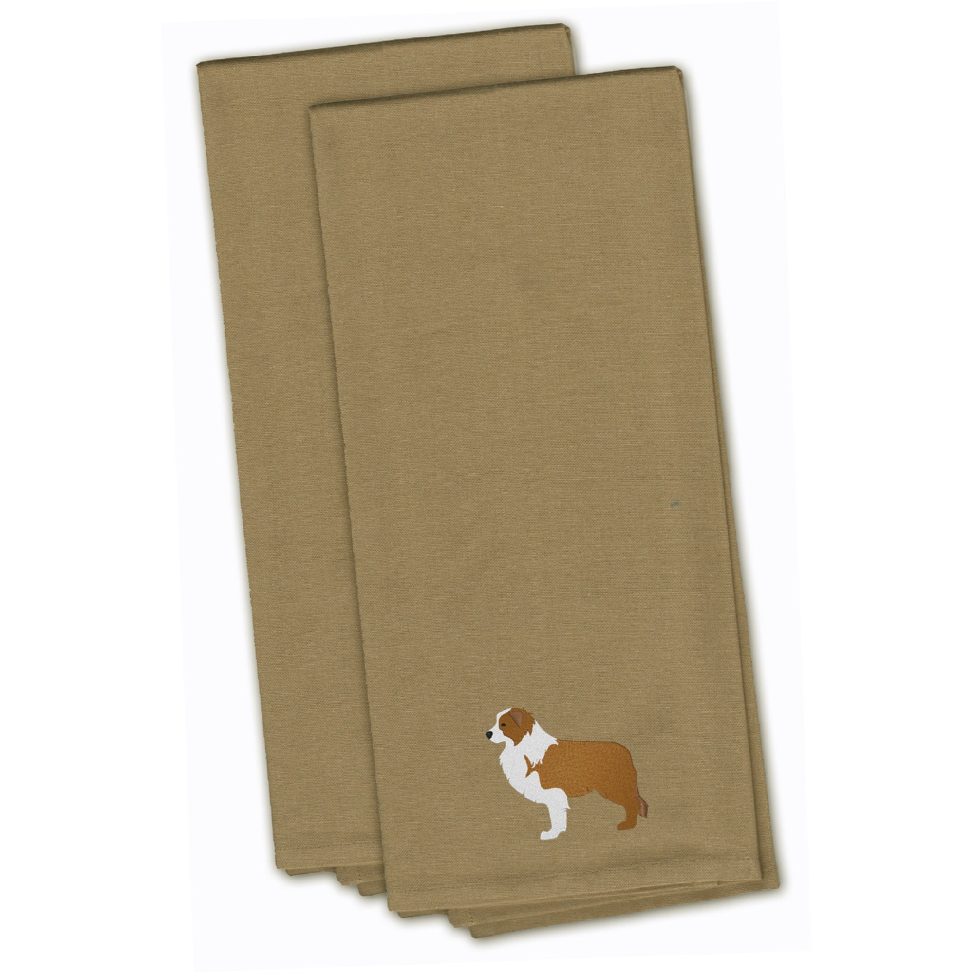 'Caroline'S Treasures Bb3422Tntwe Red Border Collie Tan Embroidered Kitchen Towel (Set Of 2), 28'''' X 19'''', Multicolor''