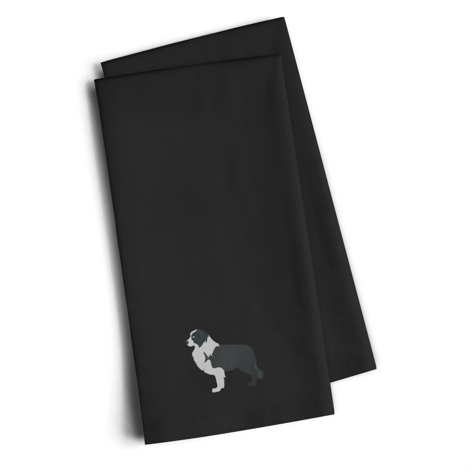 'Caroline'S Treasures Bb3423Bktwe Black Border Collie Black Embroidered Kitchen Towel (Set Of 2), 28'''' H X 19'''' W, Multicol