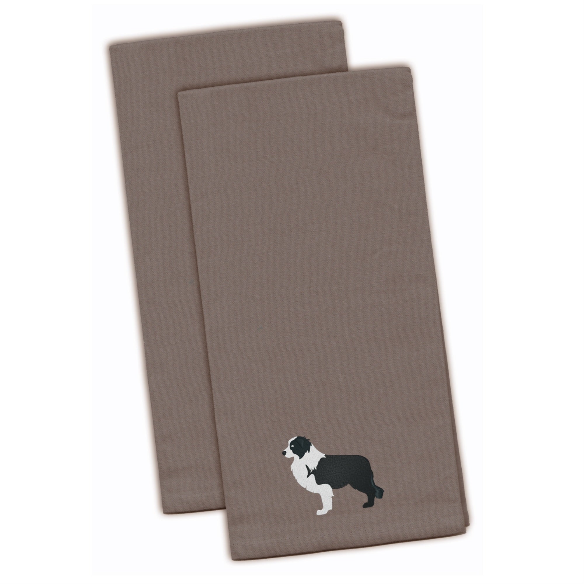 'Caroline'S Treasures Bb3423Gytwe Black Border Collie Gray Embroidered Kitchen Towel (Set Of 2), 28'''' X 19'''', Multicolor''
