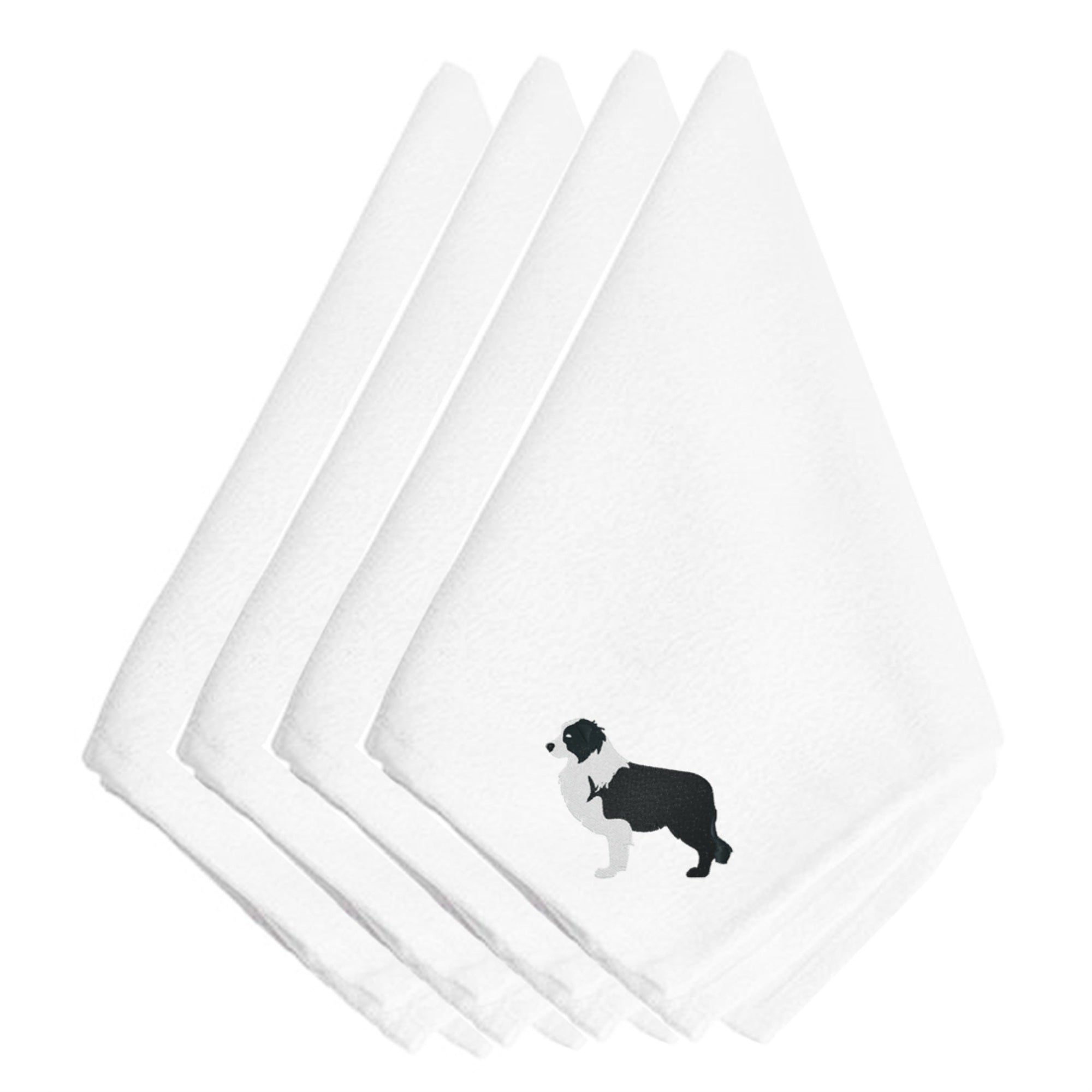 'Caroline'S Treasures Bb3423Npke Black Border Collie Embroidered Napkins (Set Of 4), 20'''', Multicolor''