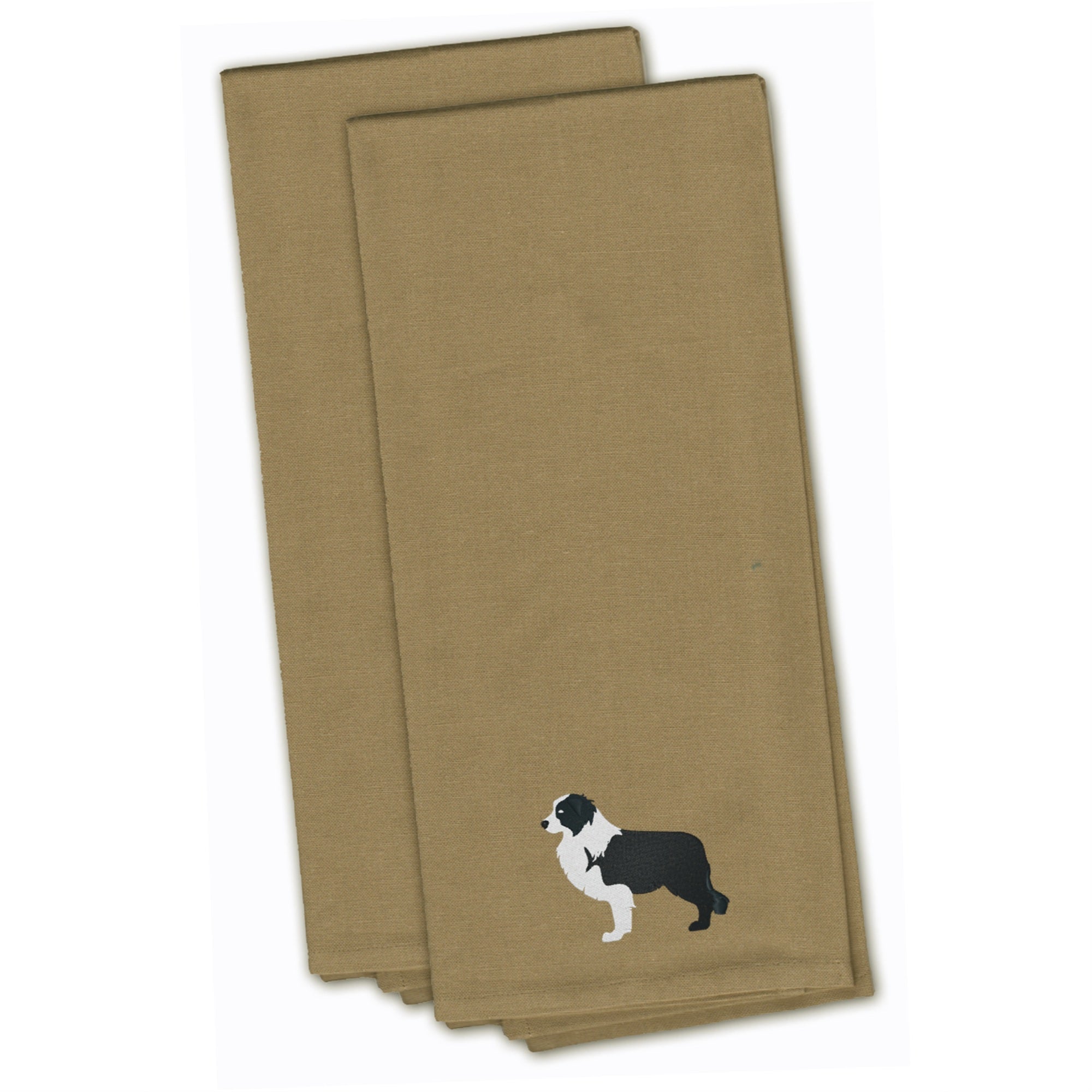 'Caroline'S Treasures Bb3423Tntwe Black Border Collie Tan Embroidered Kitchen Towel (Set Of 2), 28'''' X 19'''', Multicolor''
