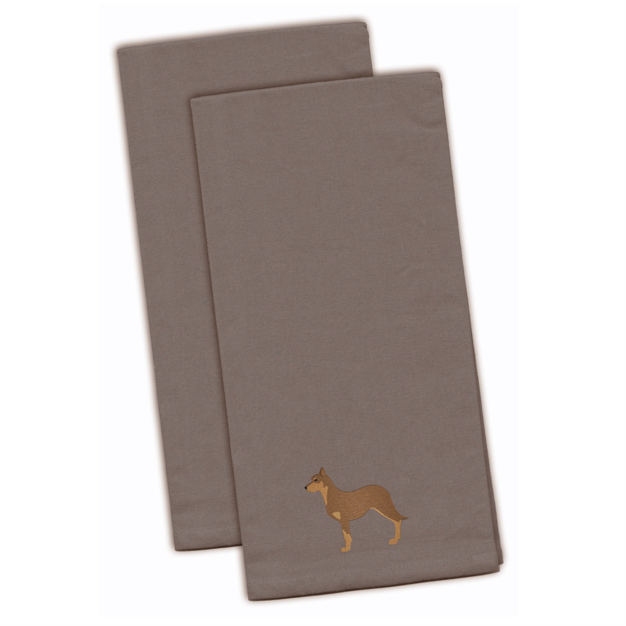 'Caroline'S Treasures Bb3429Gytwe Australian Kelpie Dog Gray Embroidered Kitchen Towel (Set Of 2), 28'''' X 19'''', Multicolor'