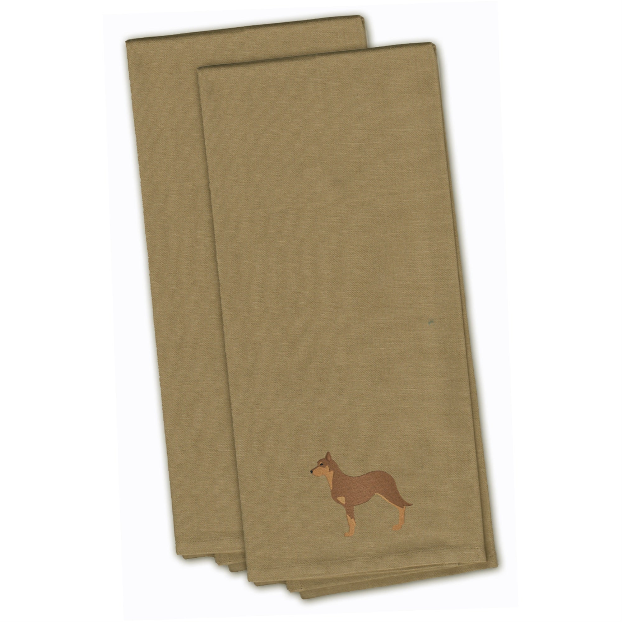 'Caroline'S Treasures Bb3429Tntwe Australian Kelpie Dog Tan Embroidered Kitchen Towel (Set Of 2), 28'''' X 19'''', Multicolor''