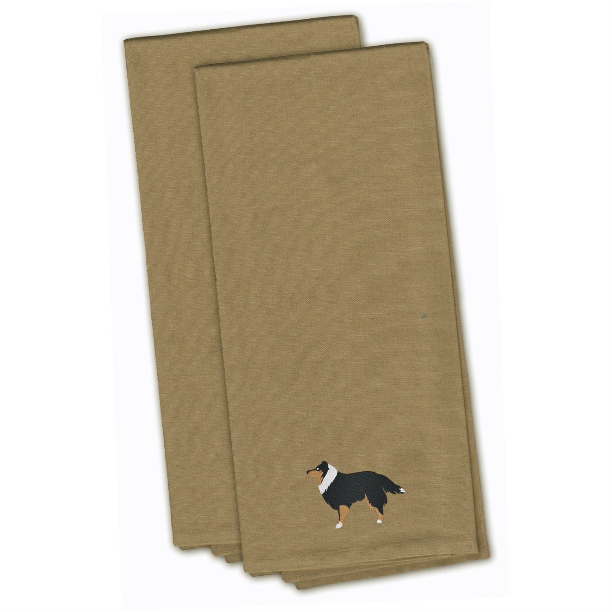 'Caroline'S Treasures Bb3430Tntwe Sheltie/Shetland Sheepdog Tan Embroidered Kitchen Towel (Set Of 2), 28'''' X 19'''', Multicol