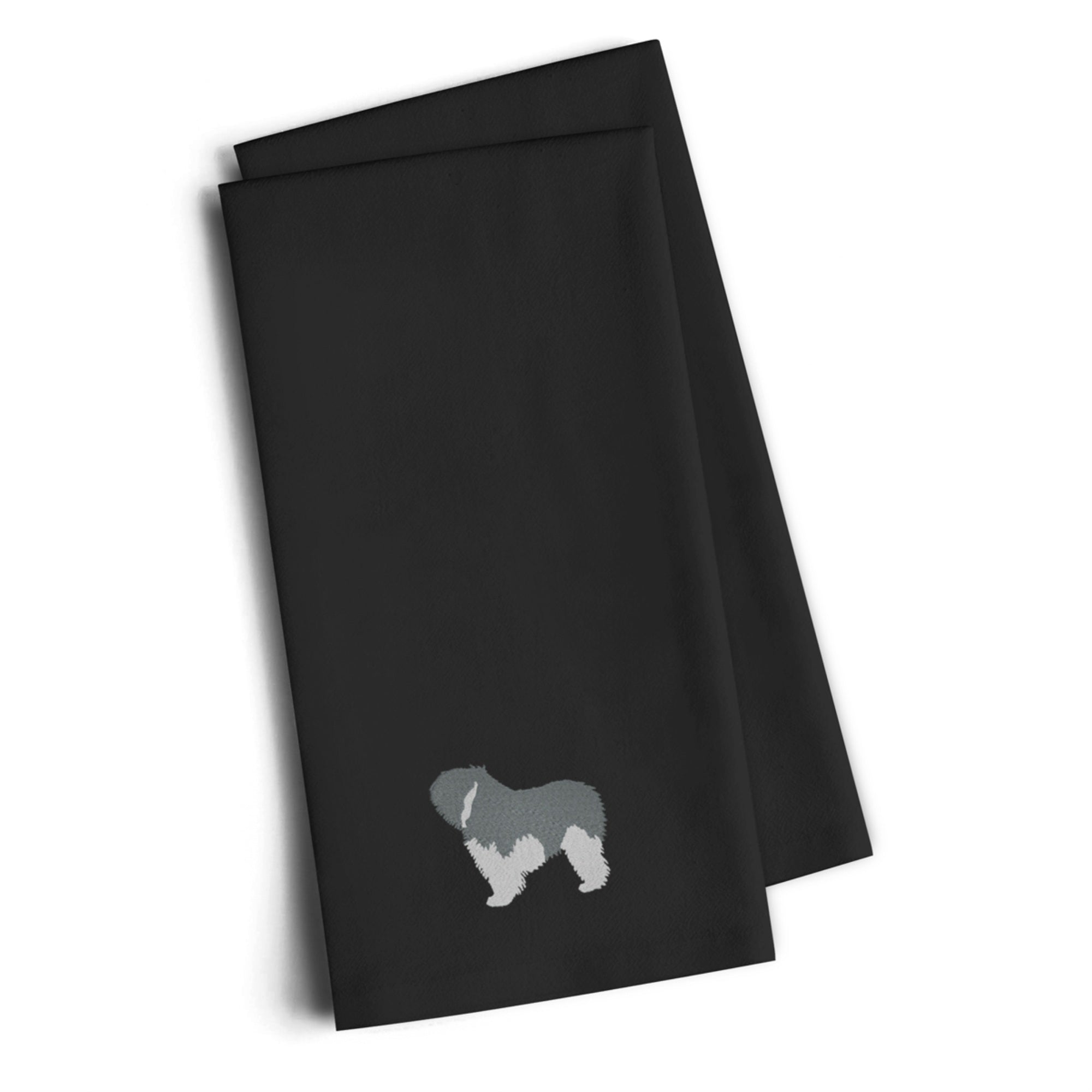 'Caroline'S Treasures Bb3432Bktwe Polish Lowland Sheepdog Dog Black Embroidered Kitchen Towel (Set Of 2), 28'''' H X 19'''' W,