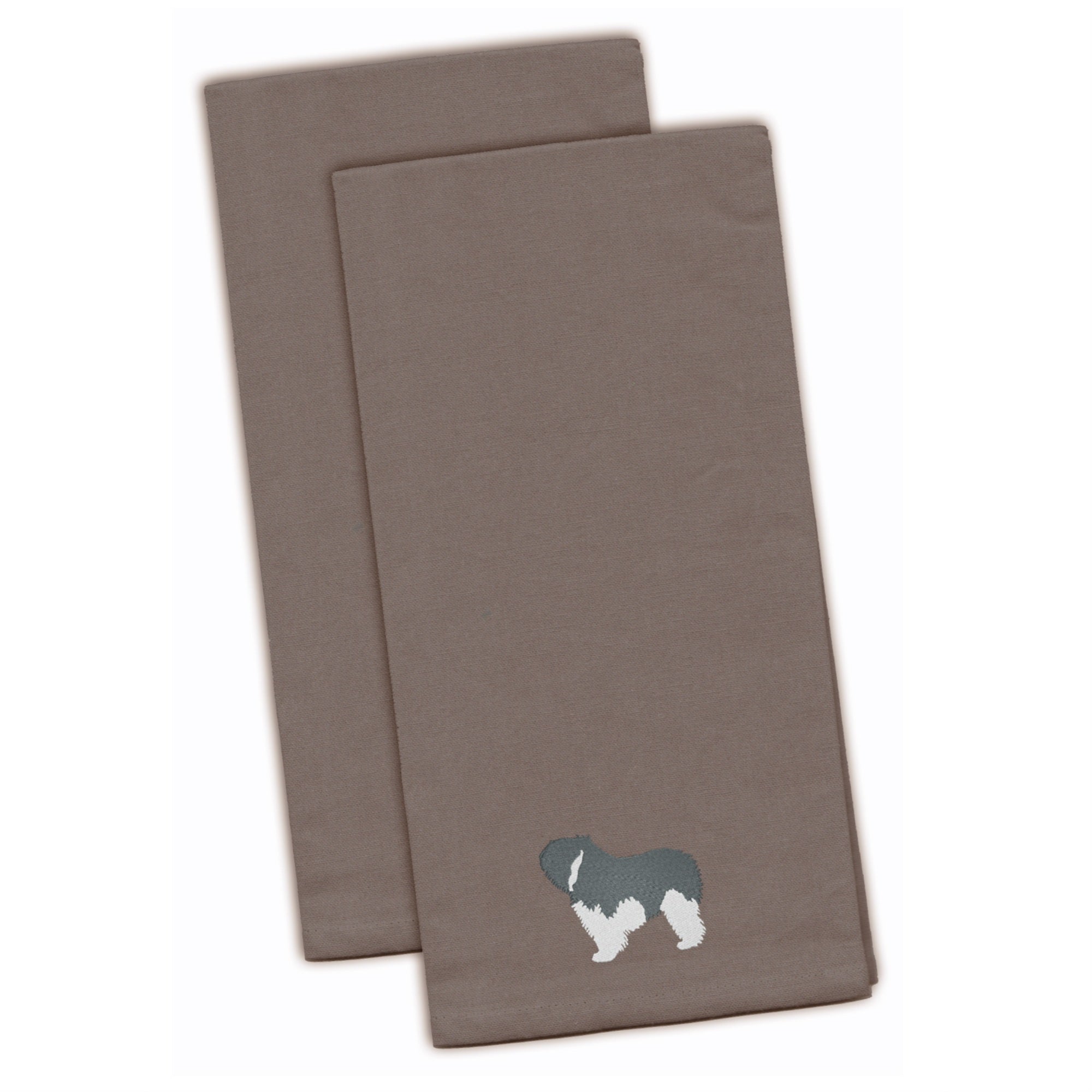'Caroline'S Treasures Bb3432Gytwe Polish Lowland Sheepdog Dog Gray Embroidered Kitchen Towel (Set Of 2), 28'''' X 19'''', Multi