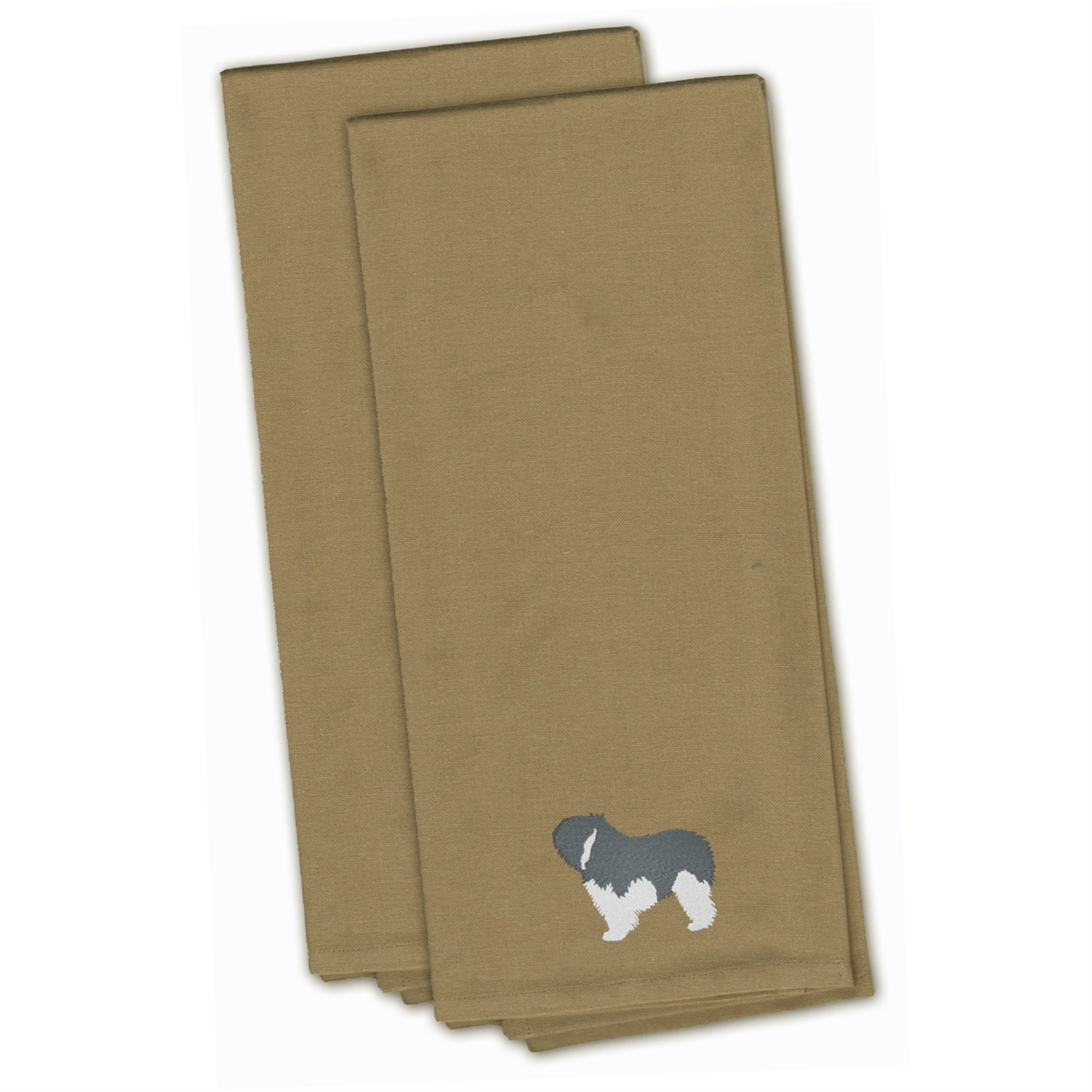 'Caroline'S Treasures Bb3432Tntwe Polish Lowland Sheepdog Dog Tan Embroidered Kitchen Towel (Set Of 2), 28'''' X 19'''', Multic