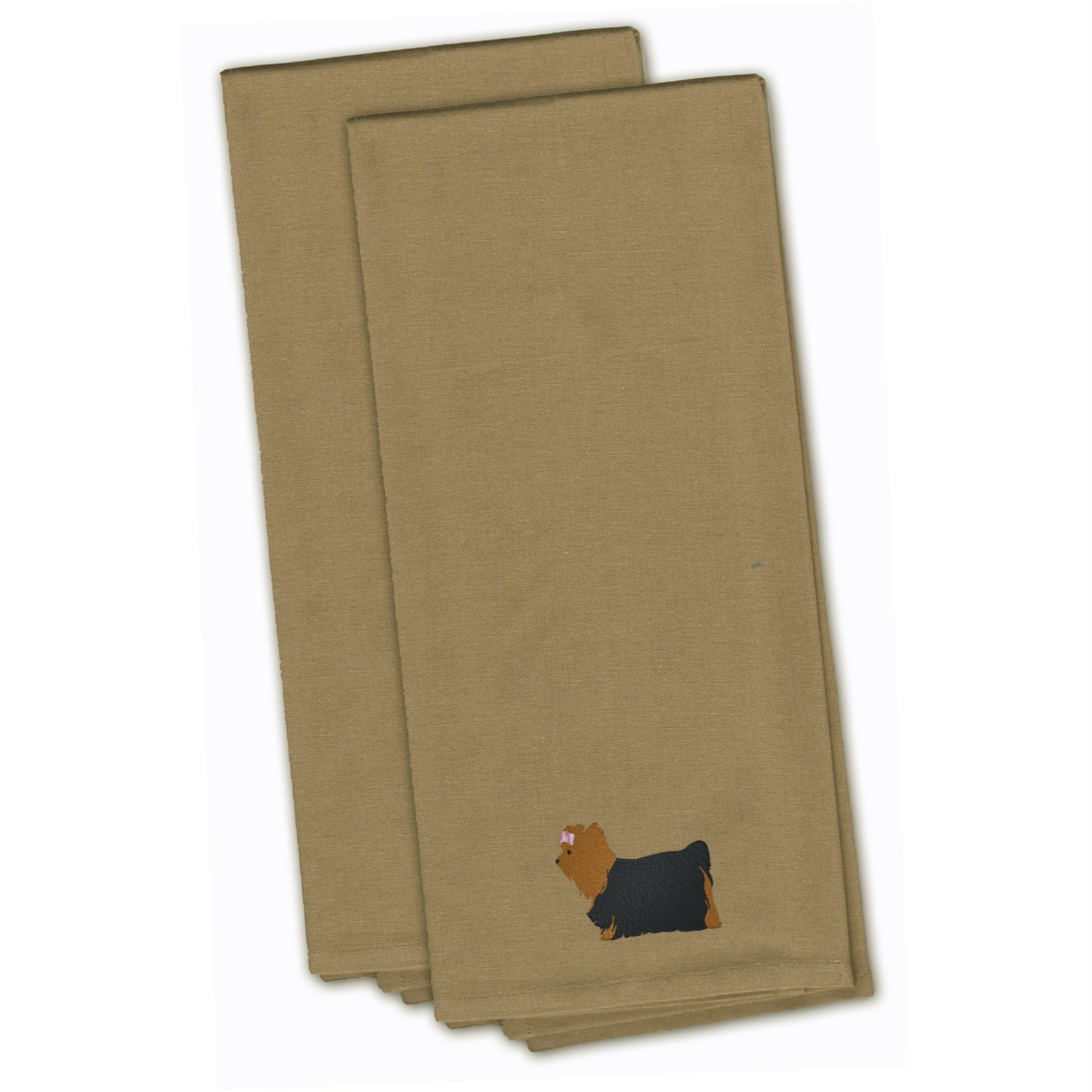 'Caroline'S Treasures Bb3434Tntwe Yorkshire Terrier Yorkie Tan Embroidered Kitchen Towel (Set Of 2), 28'''' X 19'''', Multicolo