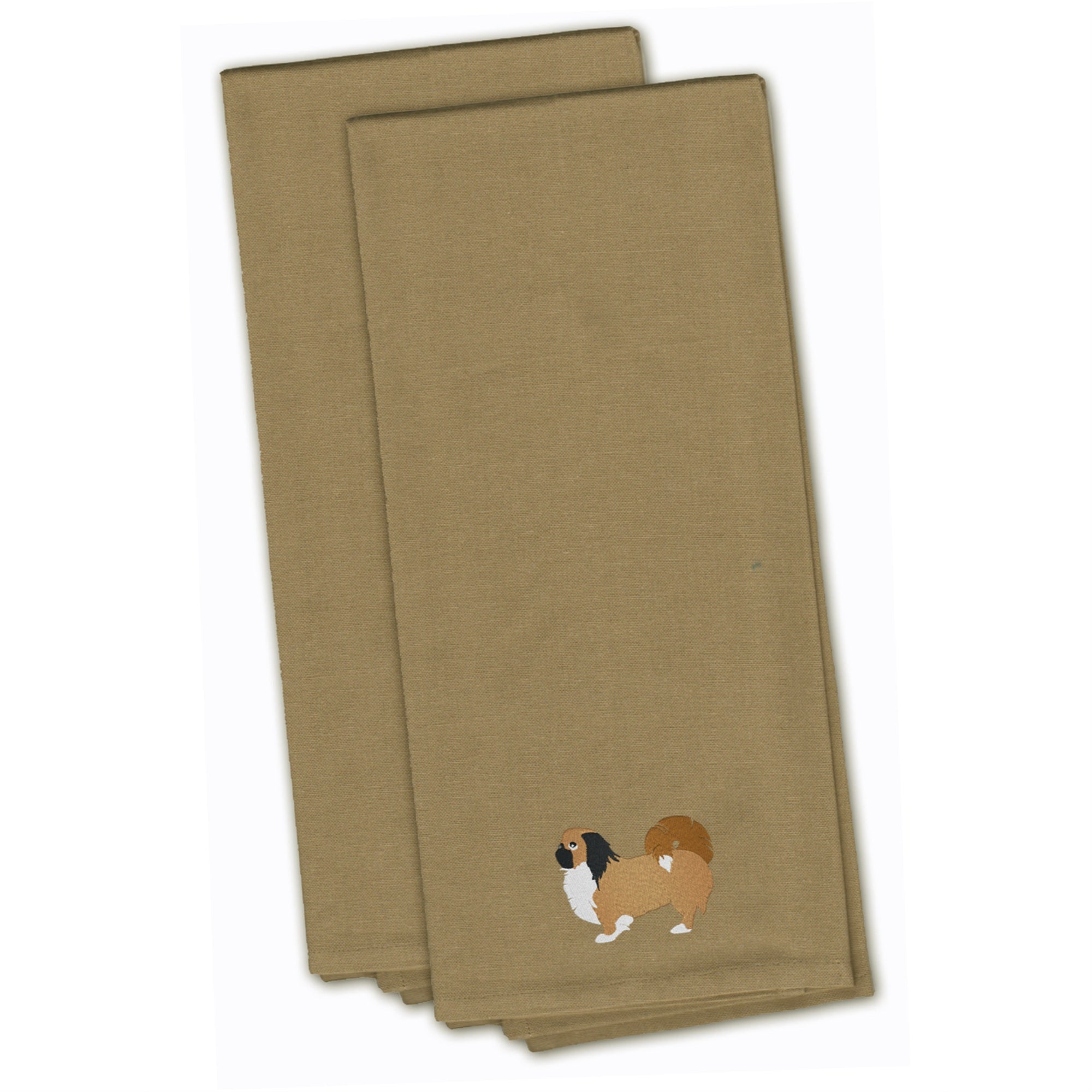 'Caroline'S Treasures Bb3438Tntwe Pekingese Tan Embroidered Kitchen Towel (Set Of 2), 28'''' X 19'''', Multicolor''
