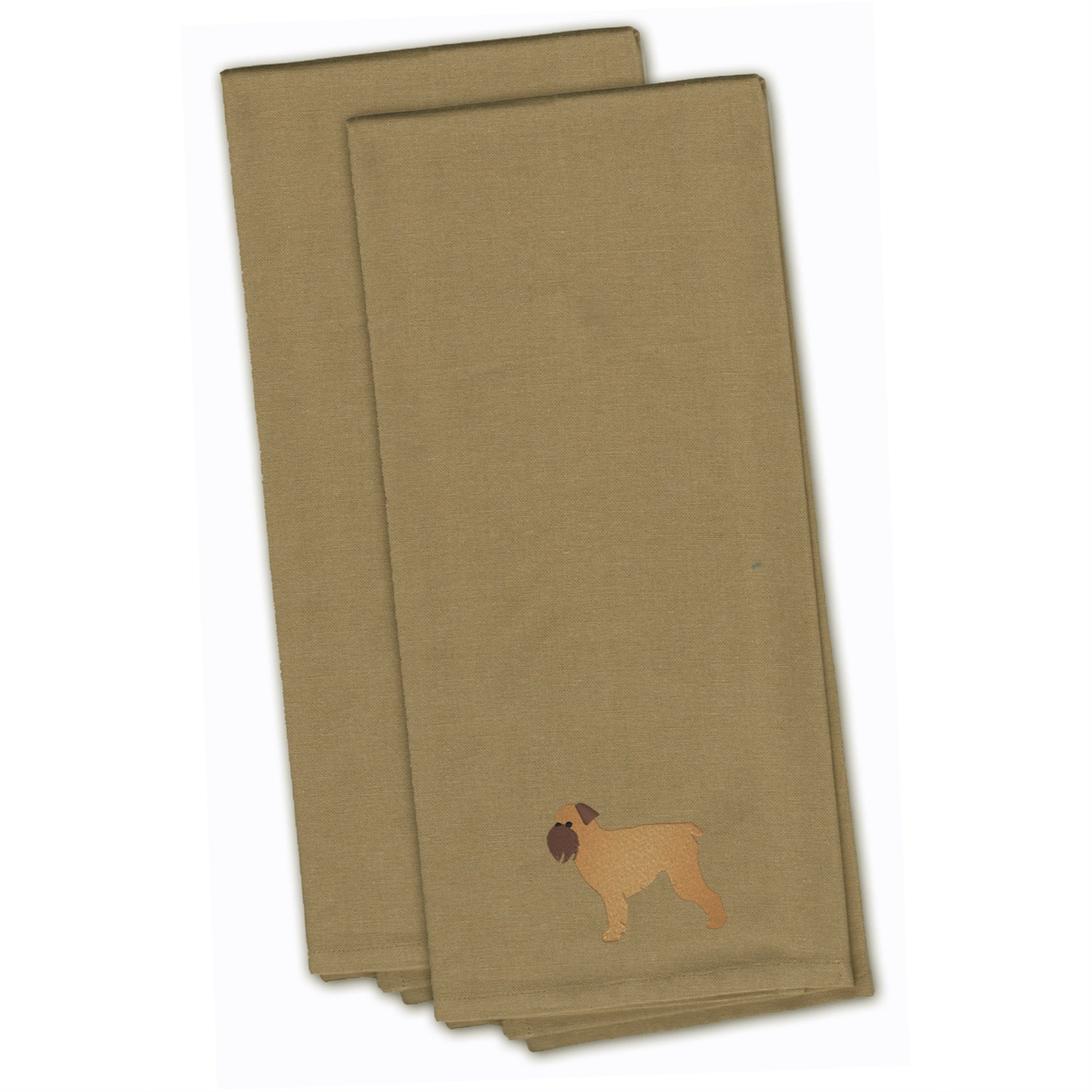 'Caroline'S Treasures Bb3440Tntwe Brussels Griffon Tan Embroidered Kitchen Towel (Set Of 2), 28'''' X 19'''', Multicolor''