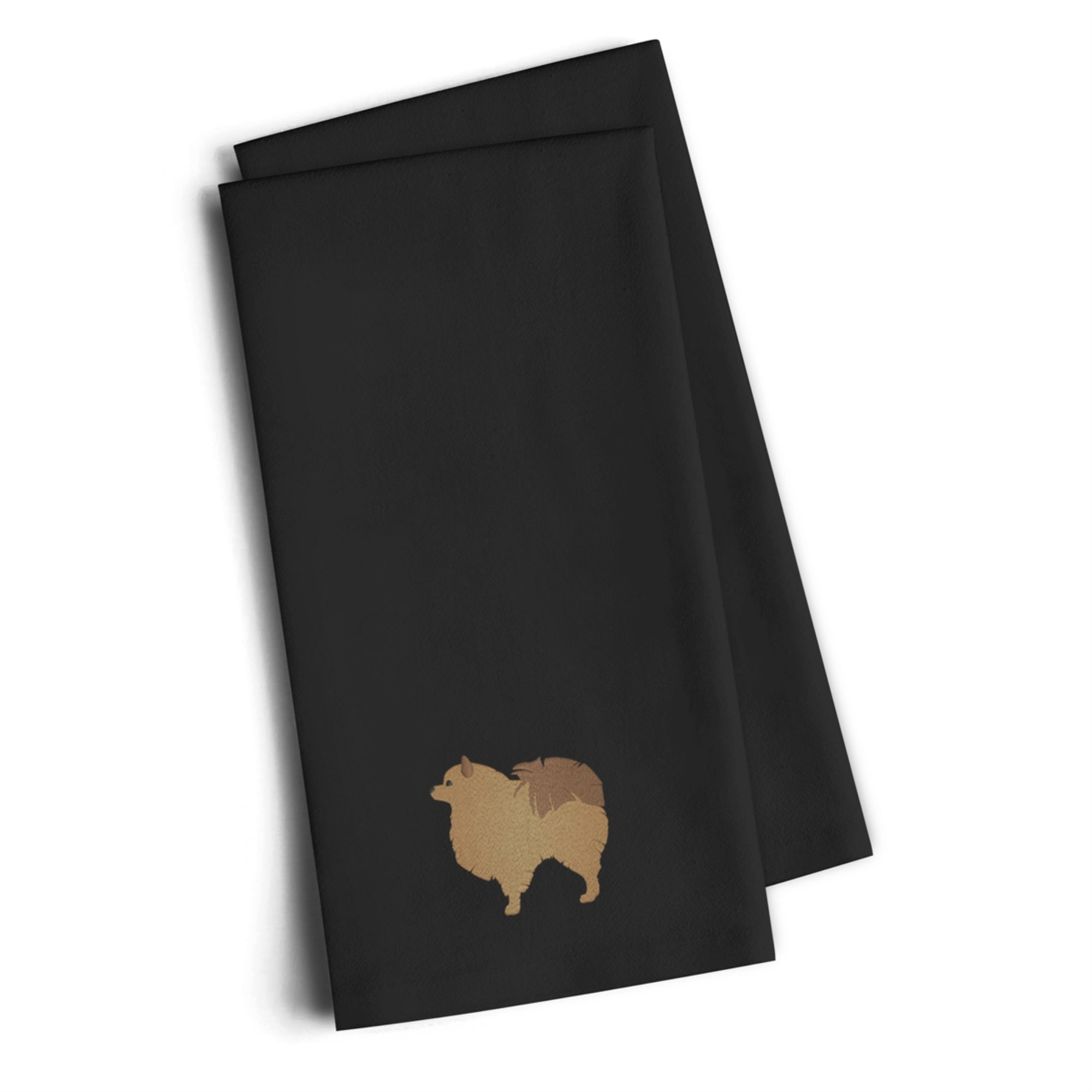 'Caroline'S Treasures Bb3442Bktwe Pomeranian Black Embroidered Kitchen Towel (Set Of 2), 28'''' H X 19'''' W, Multicolor''