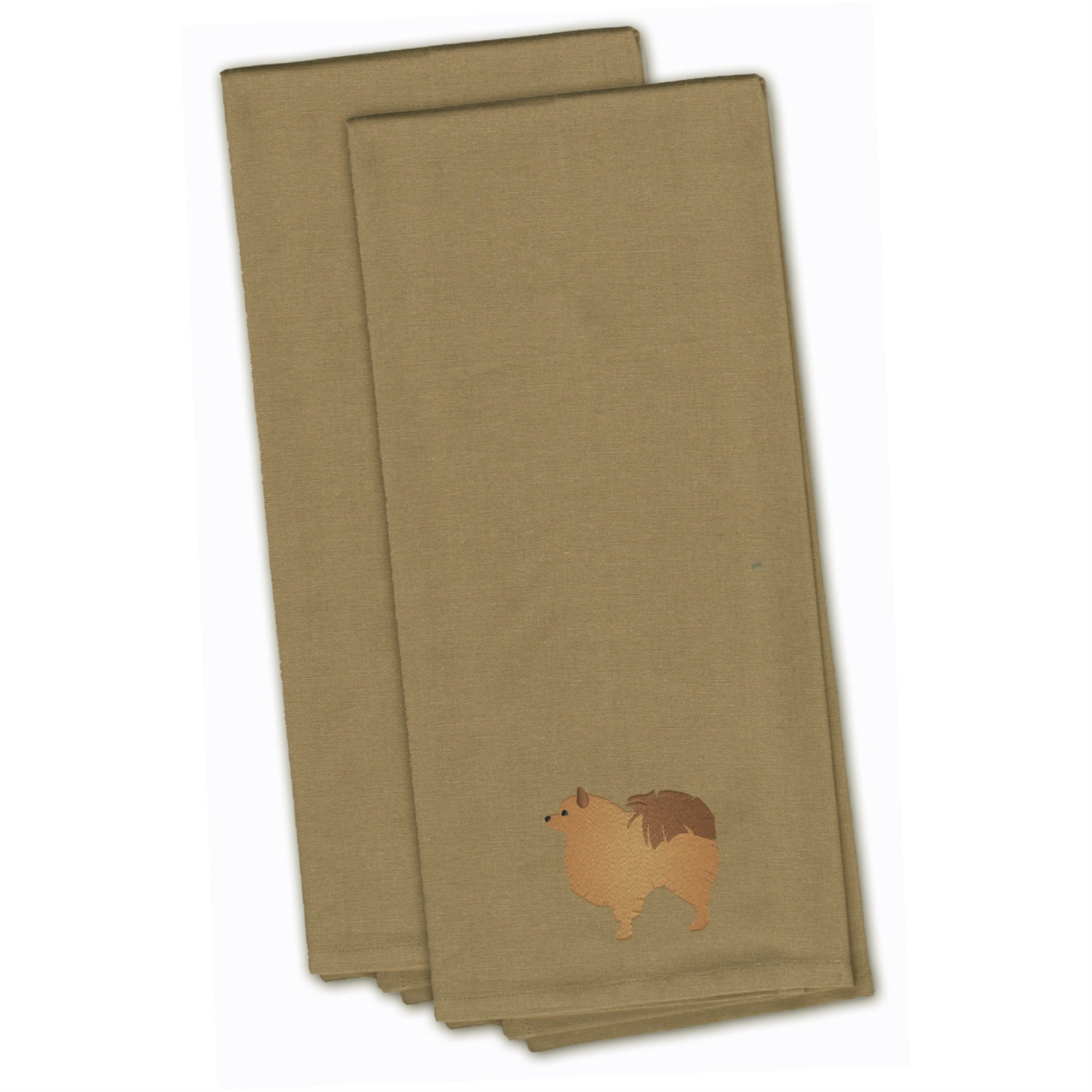 'Caroline'S Treasures Bb3442Tntwe Pomeranian Tan Embroidered Kitchen Towel (Set Of 2), 28'''' X 19'''', Multicolor''