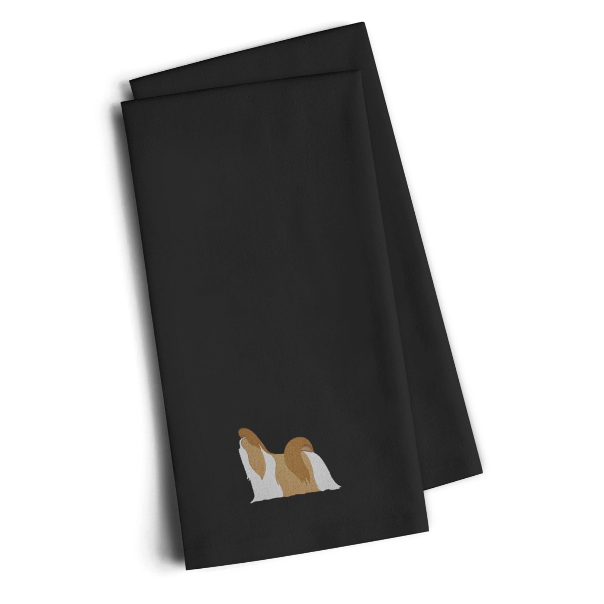 'Caroline'S Treasures Bb3446Bktwe Shih Tzu Black Embroidered Kitchen Towel (Set Of 2), 28'''' H X 19'''' W, Multicolor''