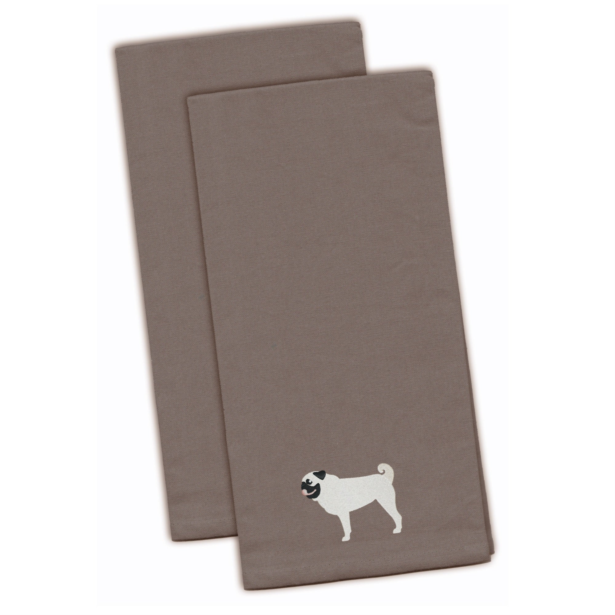 'Caroline'S Treasures Bb3447Gytwe Pug Gray Embroidered Kitchen Towel (Set Of 2), 28'''' X 19'''', Multicolor''