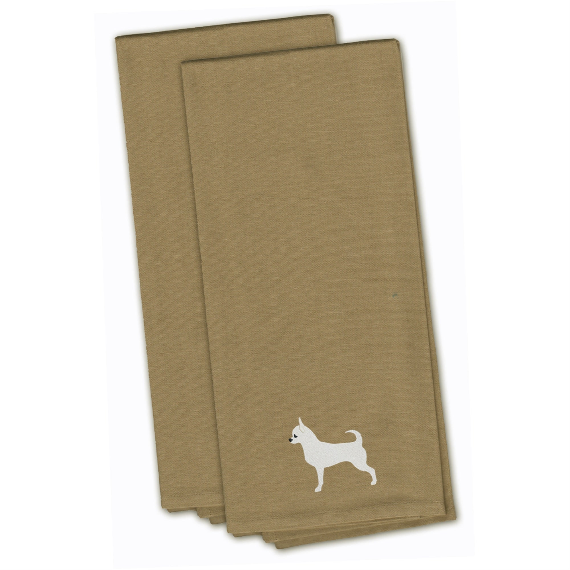 'Caroline'S Treasures Bb3450Tntwe Chihuahua Tan Embroidered Kitchen Towel (Set Of 2), 28'''' X 19'''', Multicolor''